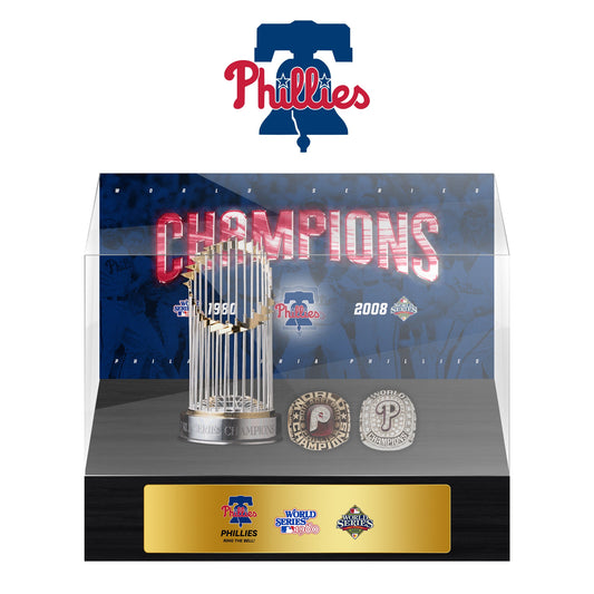 Philadelphia Phillies MLB World Series Championship Trophy And Ring Display Case