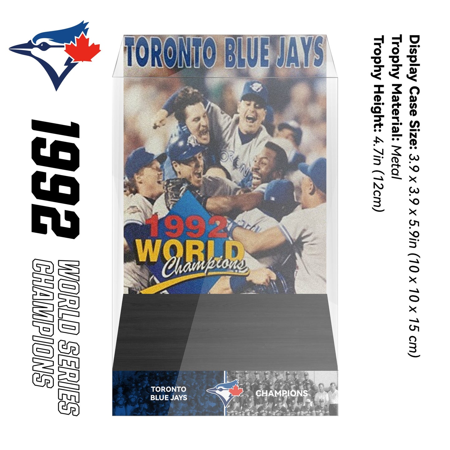 1992 Toronto Blue Jays MLB World Series Championship Trophy Display Case