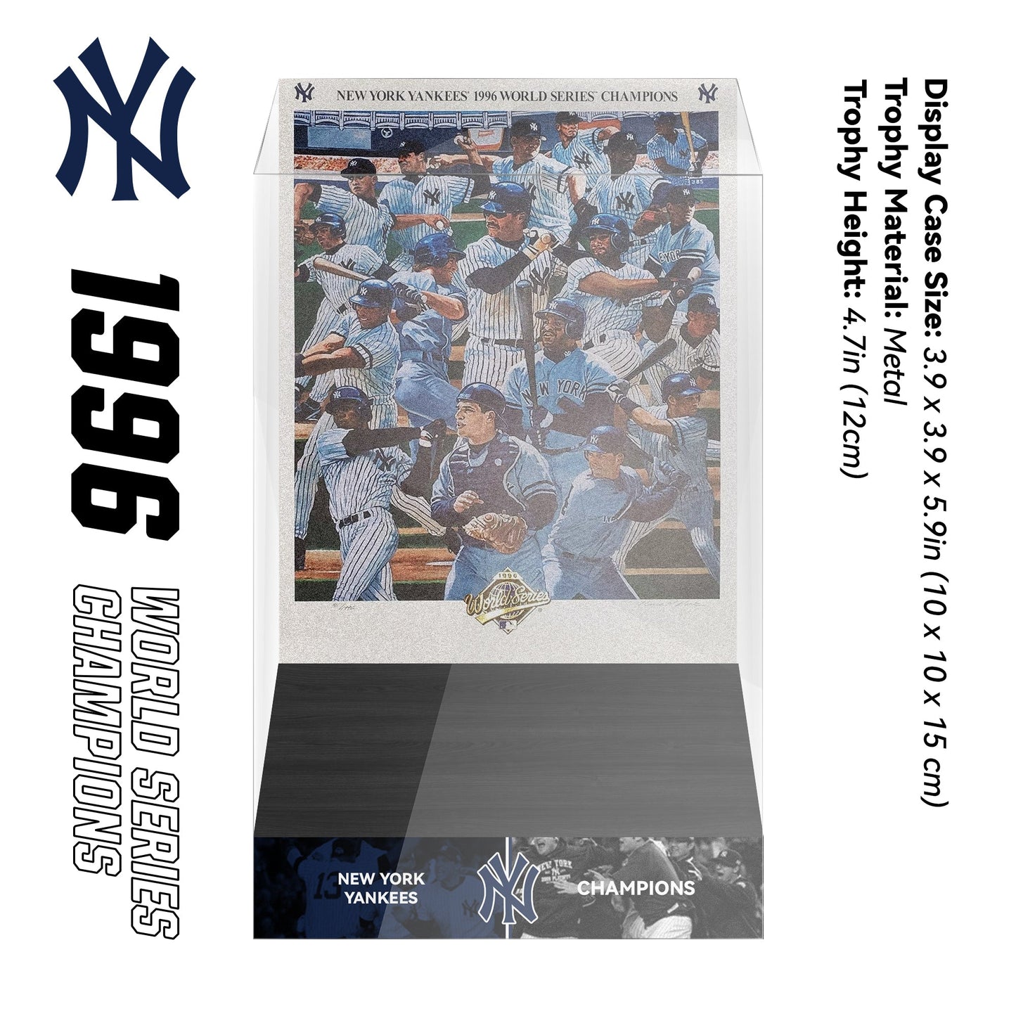 1996 New York Yankees MLB World Series Championship Trophy Display Case