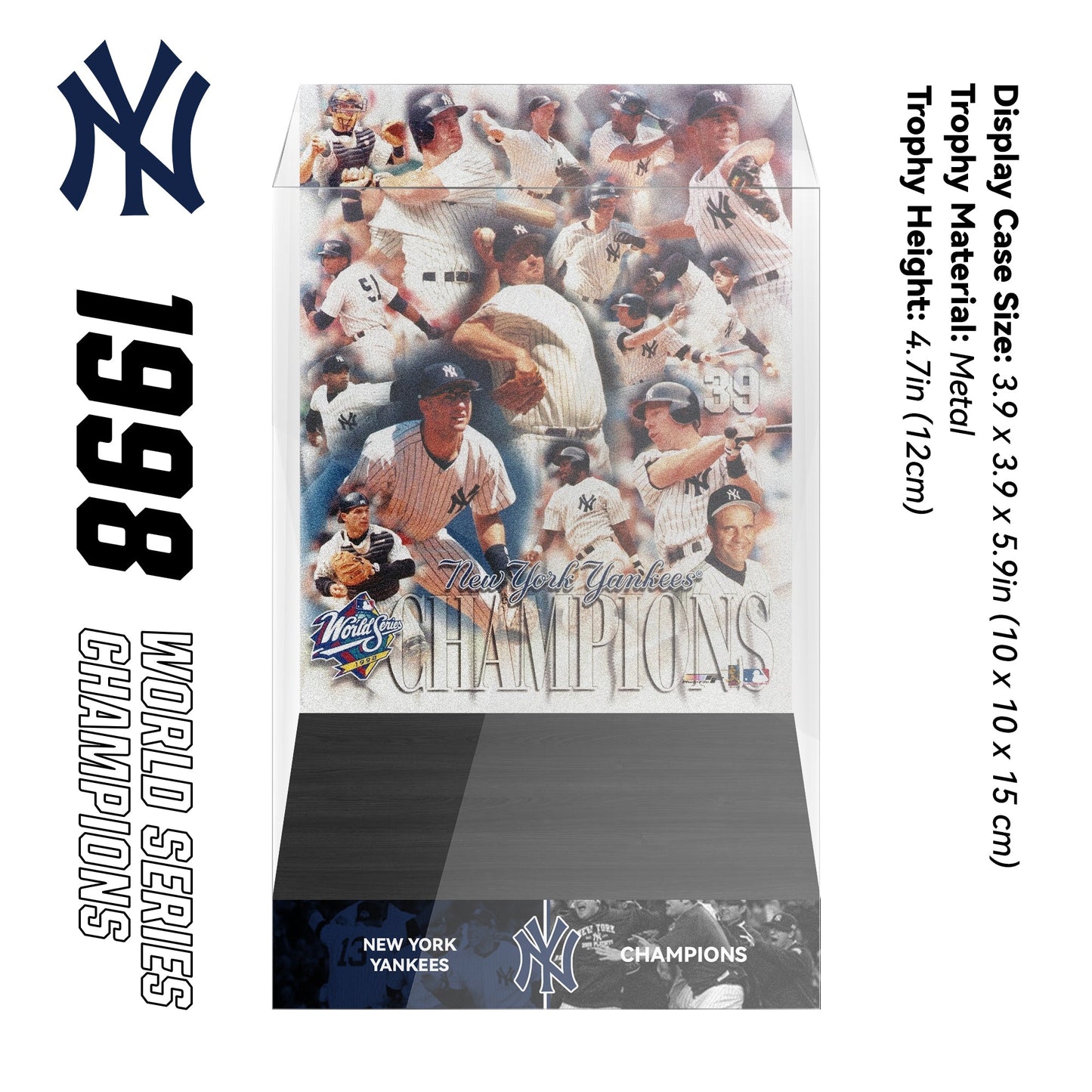 1998 New York Yankees MLB World Series Championship Trophy Display Case