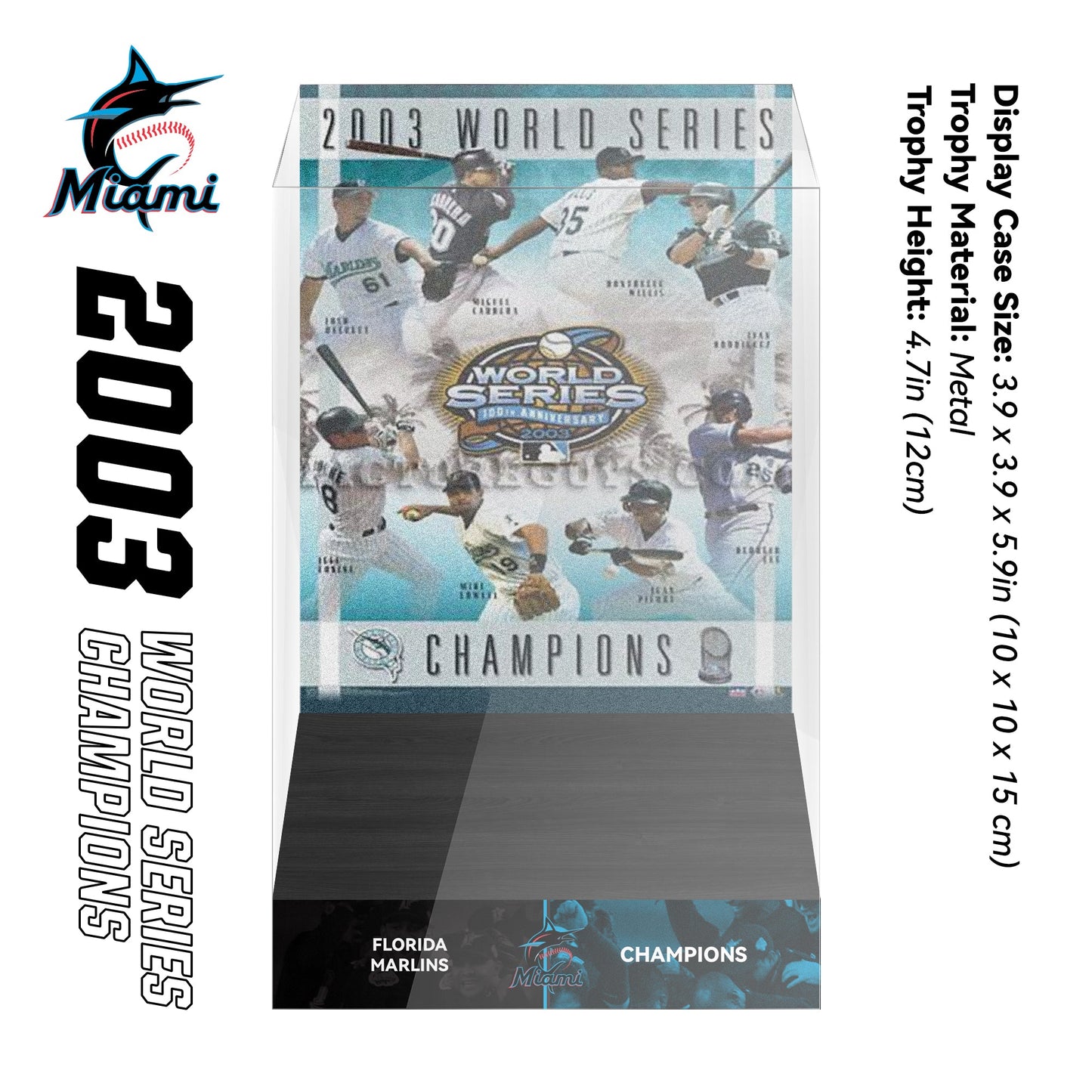 2003 Florida Marlins MLB World Series Championship Trophy Display Case