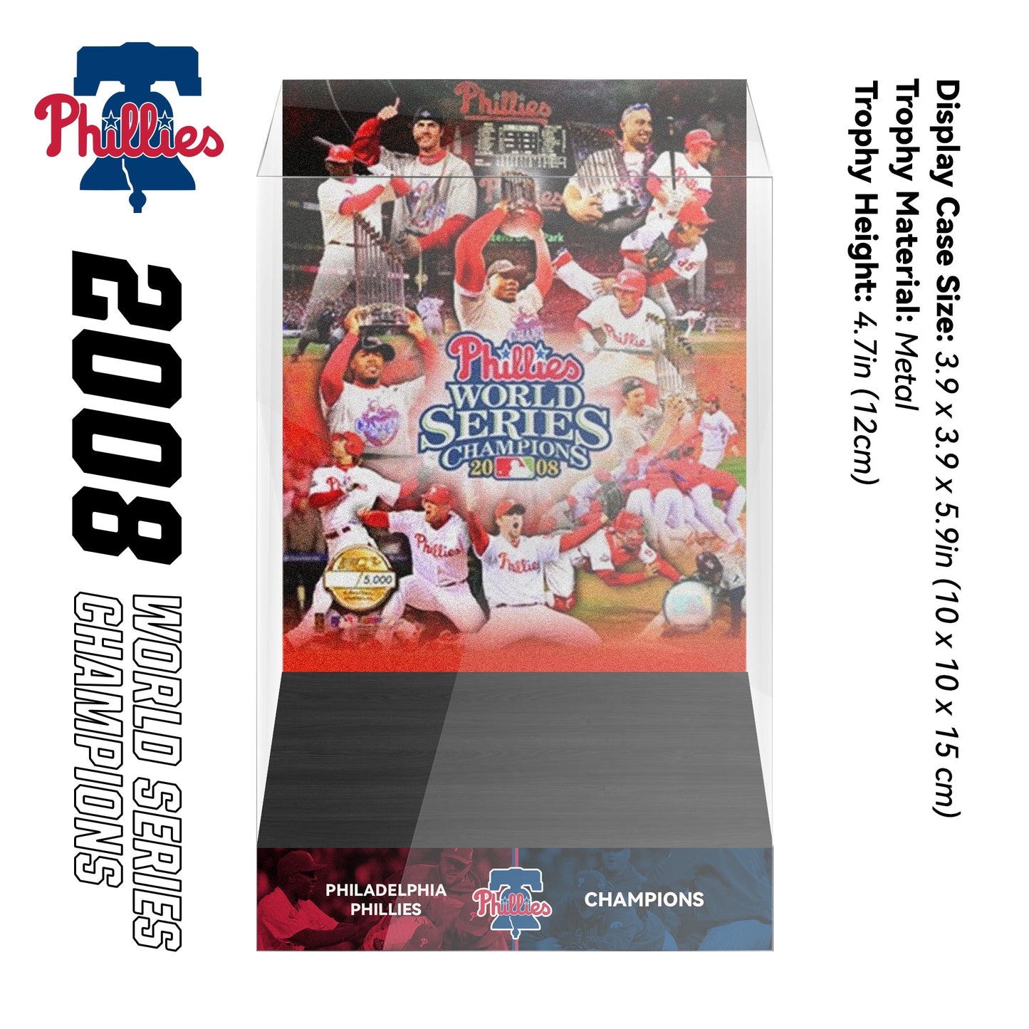 2008 Philadelphia Phillies MLB World Series Championship Trophy Display Case