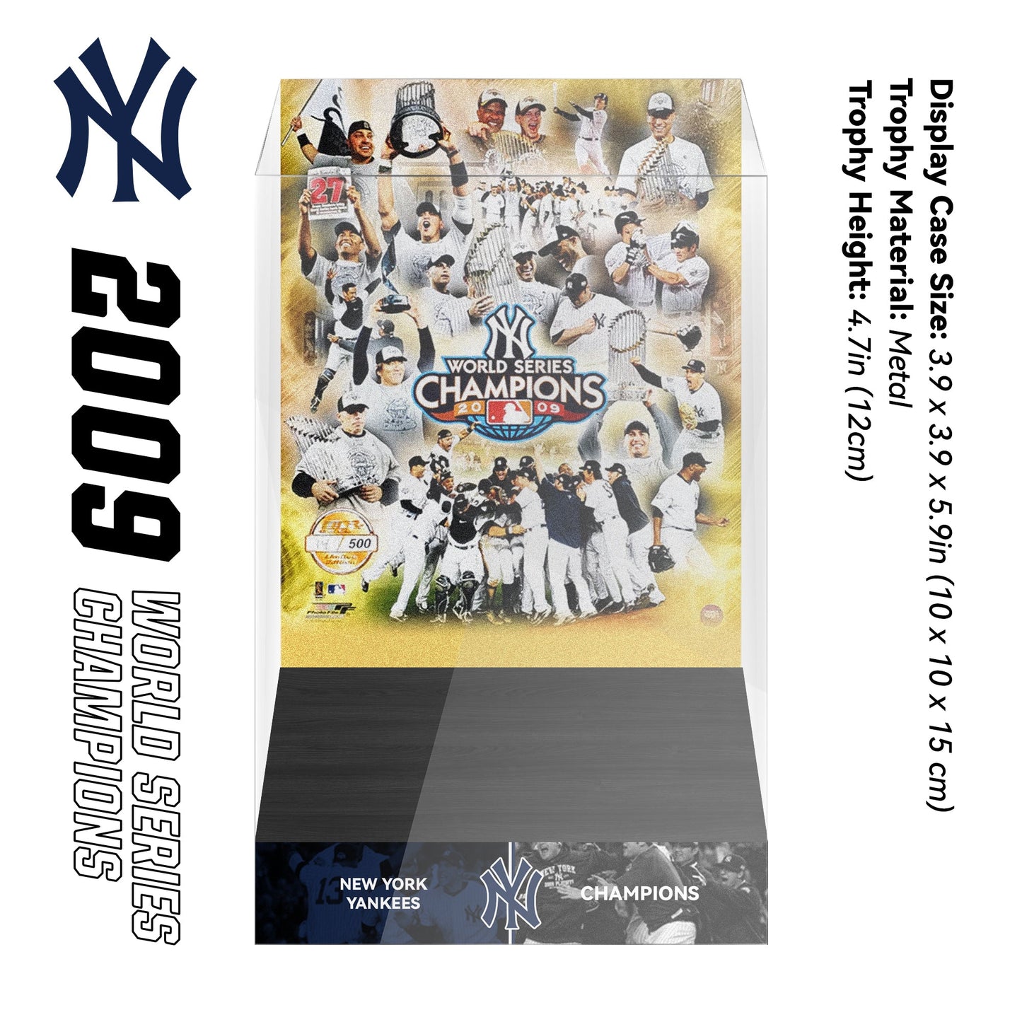 2009 New York Yankees MLB World Series Championship Trophy Display Case