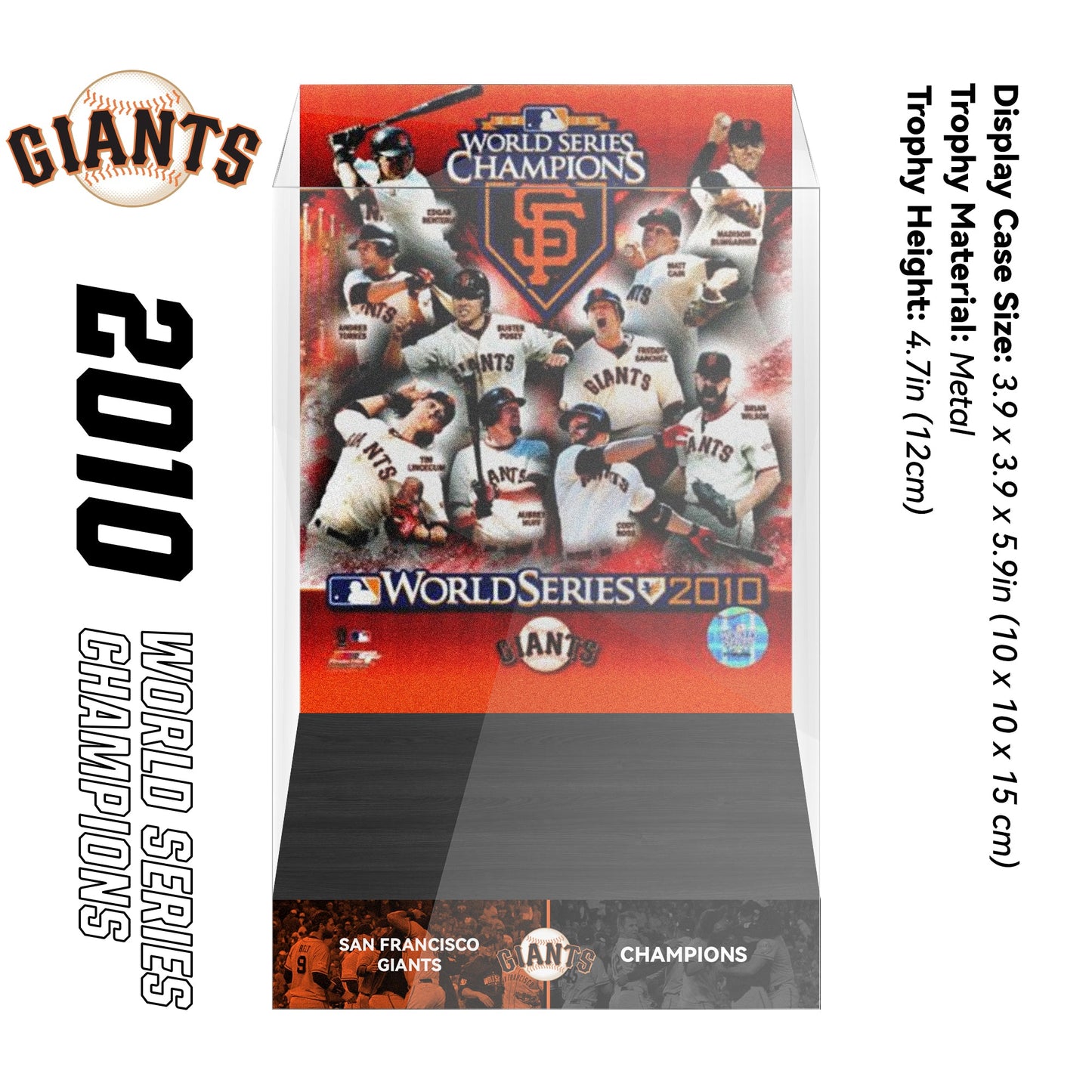 2010 San Francisco Giants MLB World Series Championship Trophy Display Case