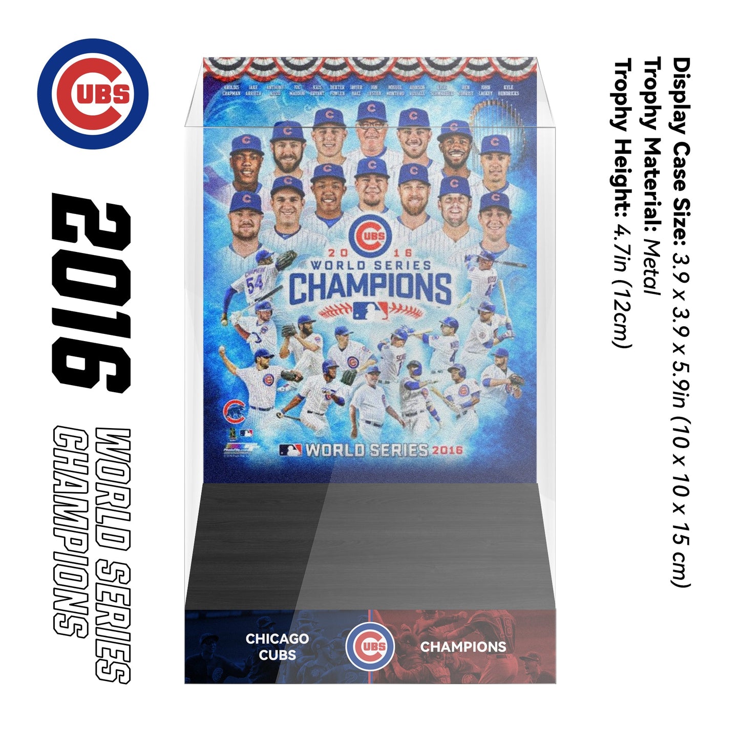 2016 Chicago Cubs MLB World Series Championship Trophy Display Case