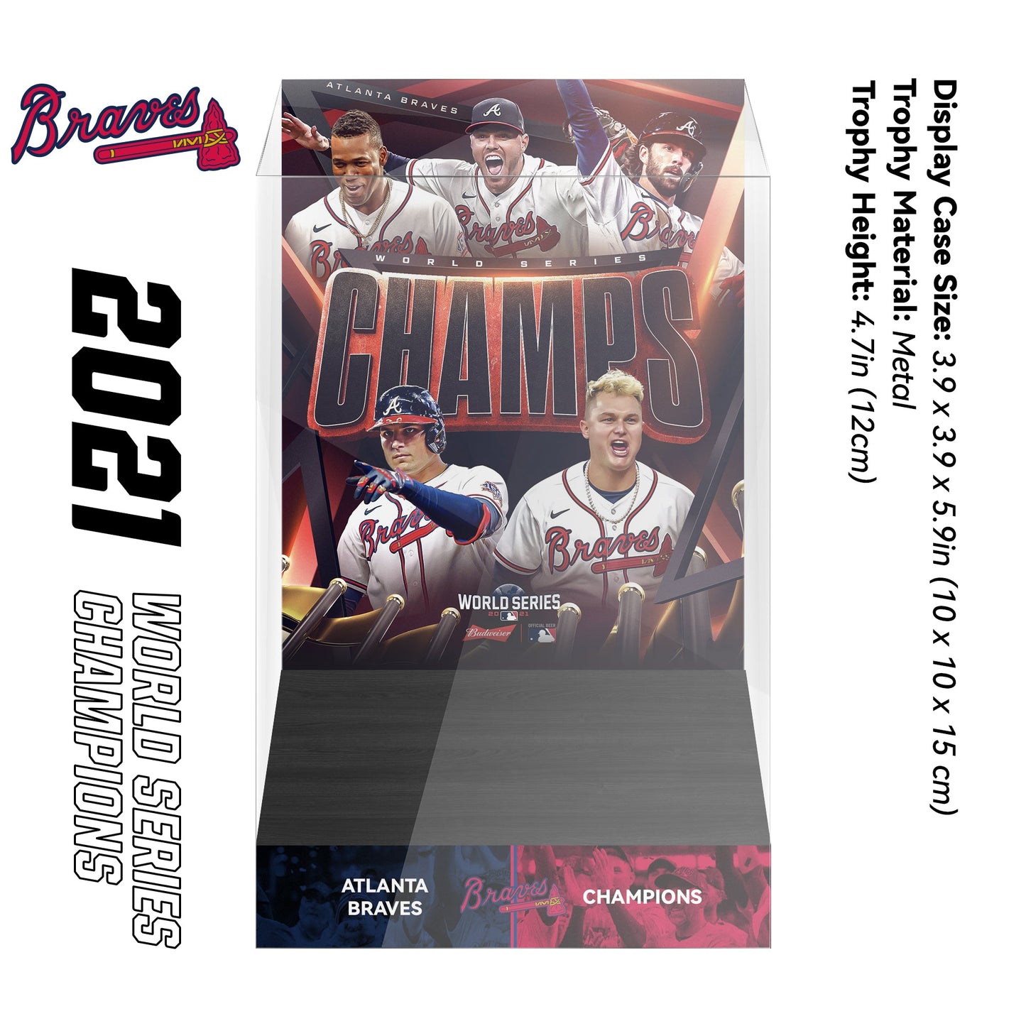 2021 Atlanta Braves MLB World Series Championship Trophy Display Case