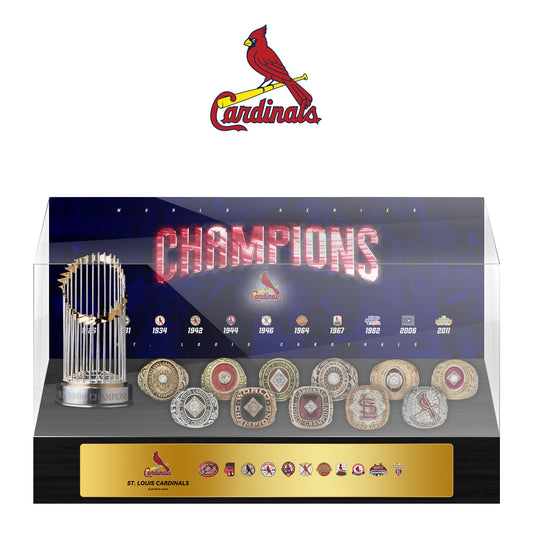 St. Louis Cardinals MLB World Series Championship Trophy And Ring Display Case