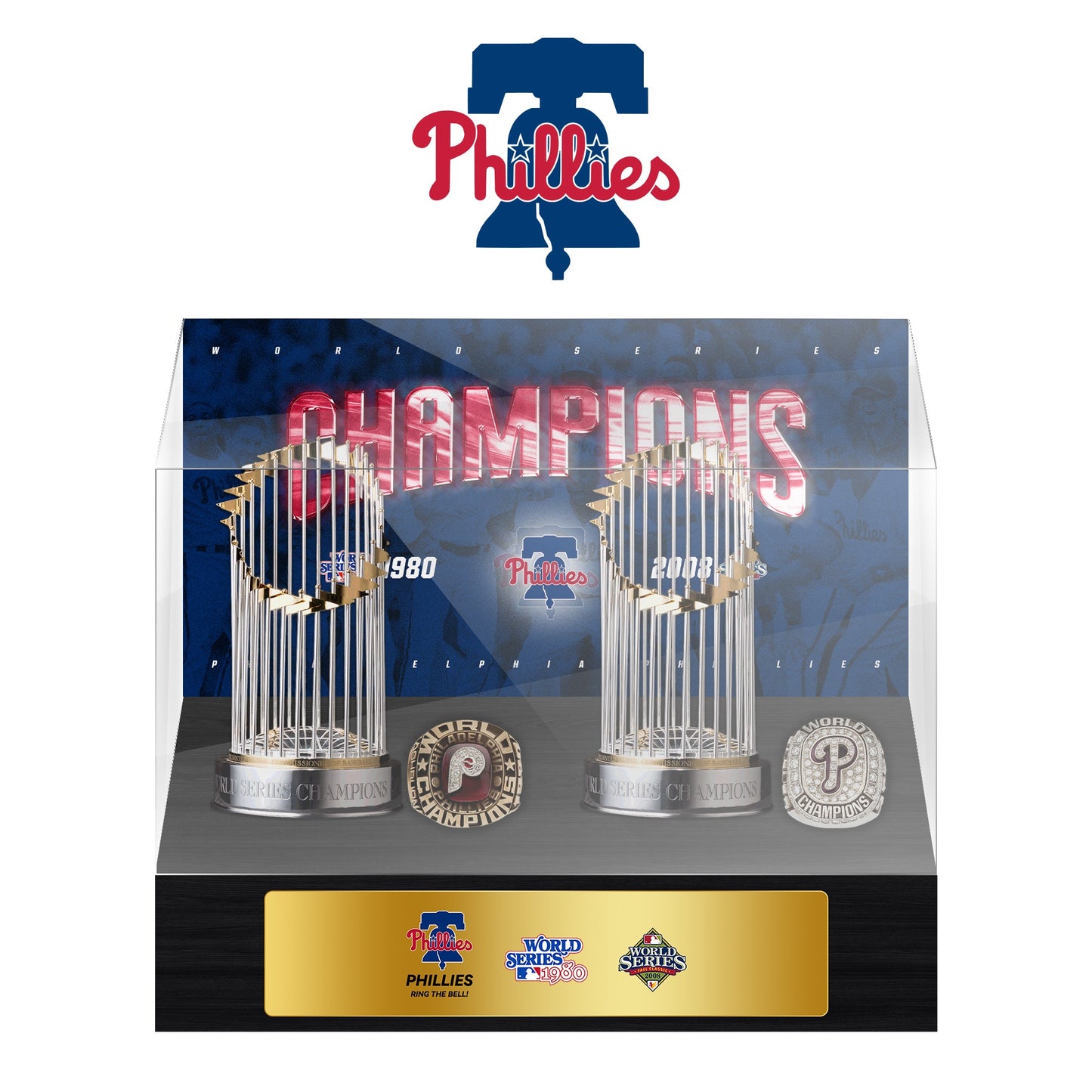 Philadelphia Phillies MLB World Series Championship Trophy And Ring Display Case