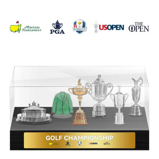 Golf Grand Slam Trophy  Display Case[Trophies Included]