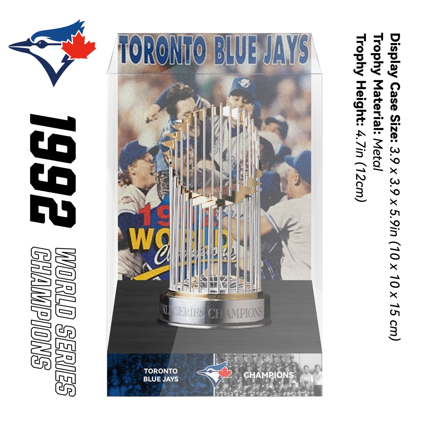 1992 Toronto Blue Jays MLB World Series Championship Trophy Display Case