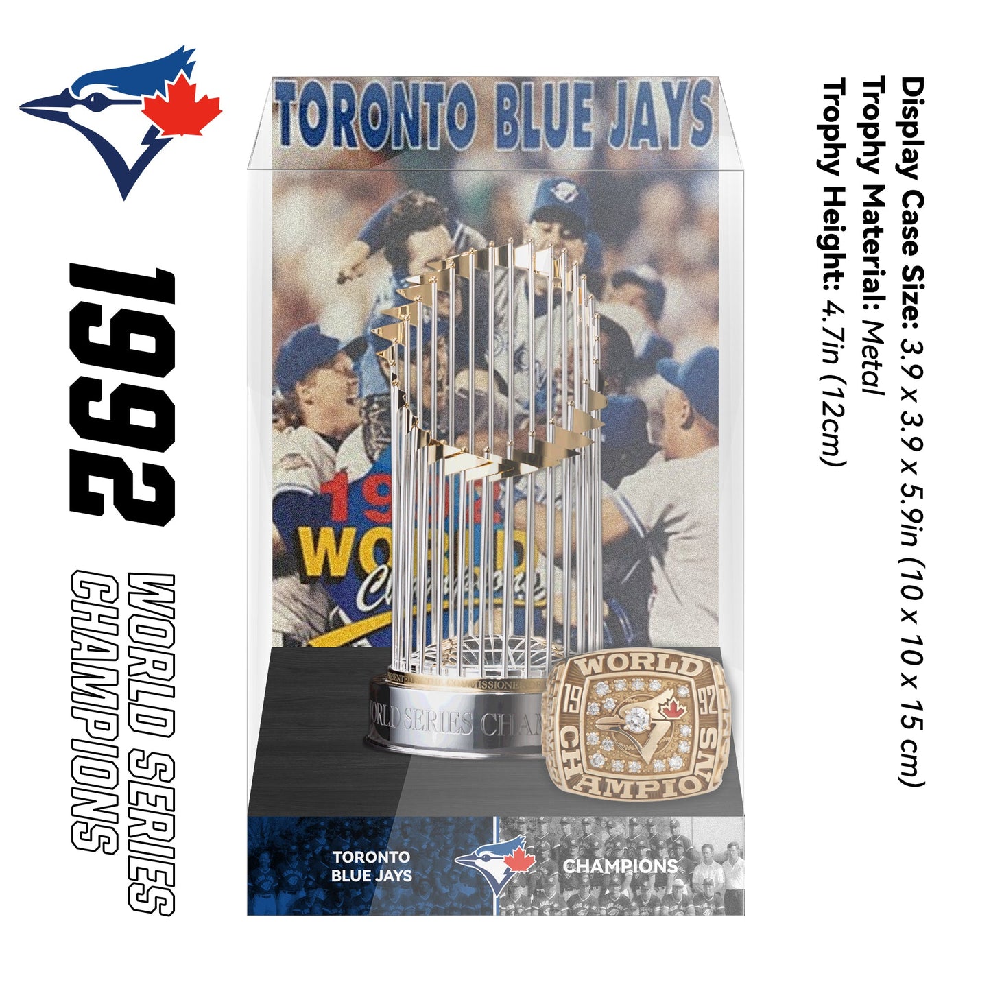 1992 Toronto Blue Jays MLB World Series Championship Trophy Display Case