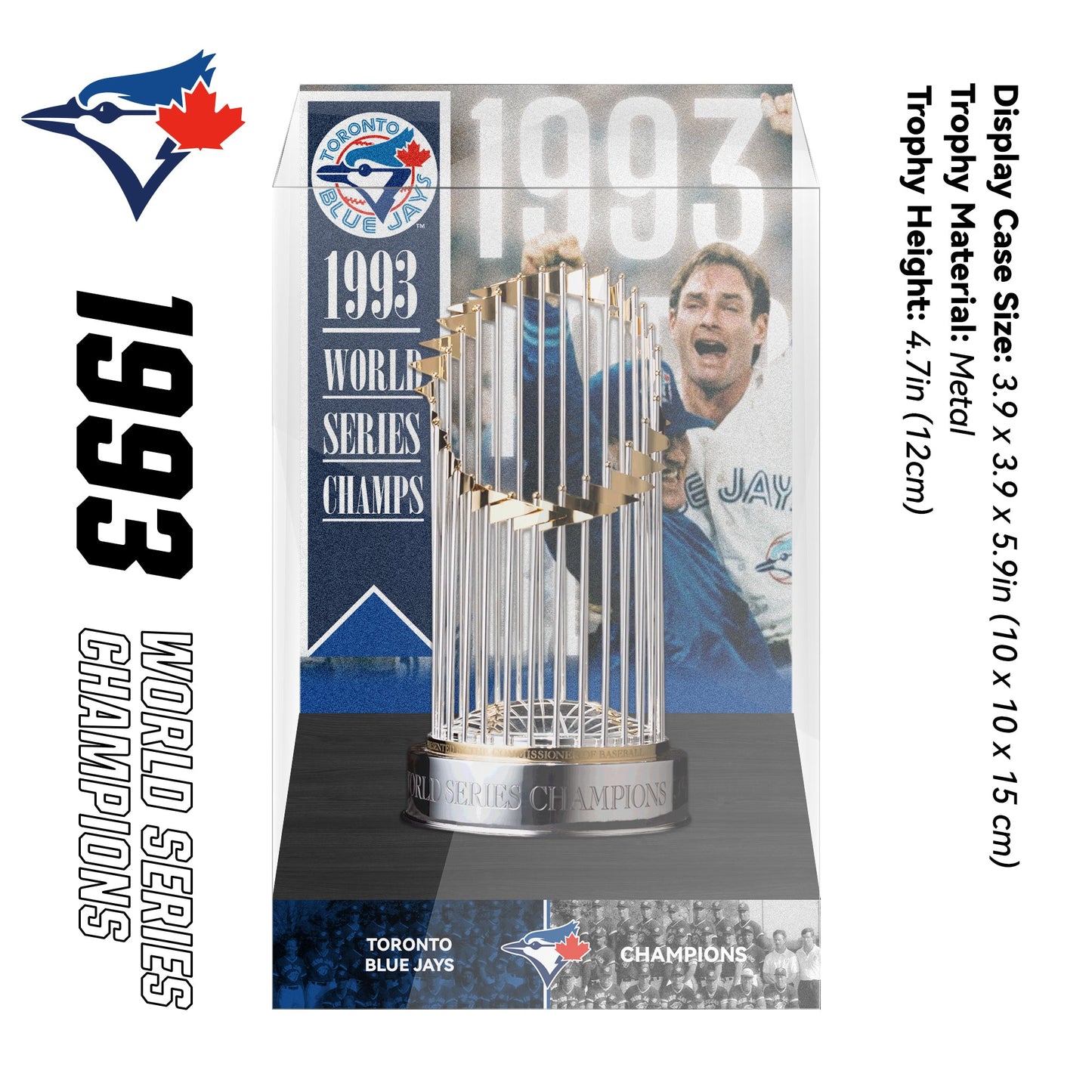 1993 Toronto Blue Jays MLB World Series Championship Trophy Display Case