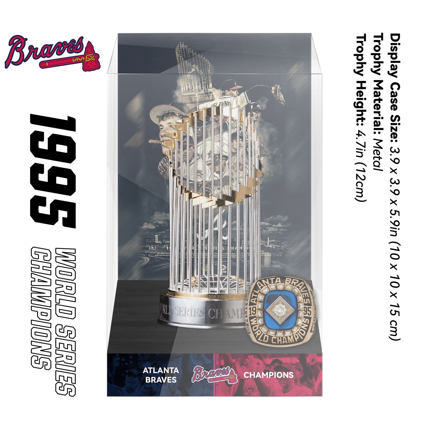 1995 Atlanta Braves MLB World Series Championship Trophy Display Case
