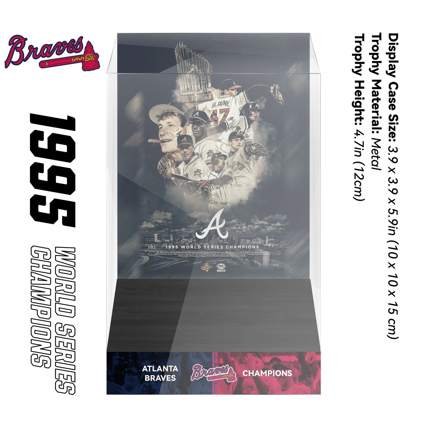 1995 Atlanta Braves MLB World Series Championship Trophy Display Case