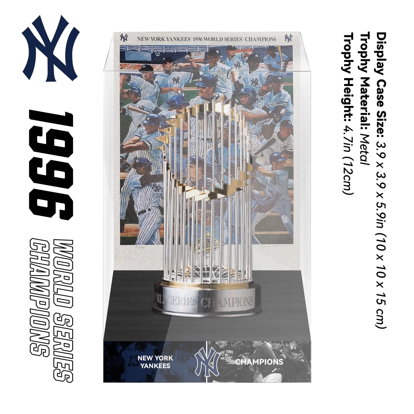 1996 New York Yankees MLB World Series Championship Trophy Display Case