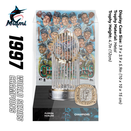 1997 Florida Marlins MLB World Series Championship Trophy Display Case
