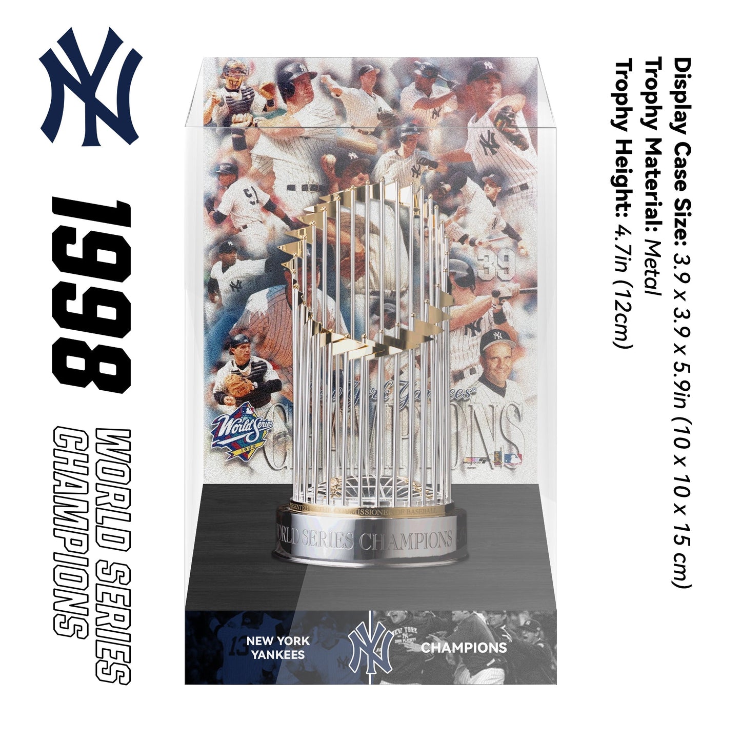 1998 New York Yankees MLB World Series Championship Trophy Display Case