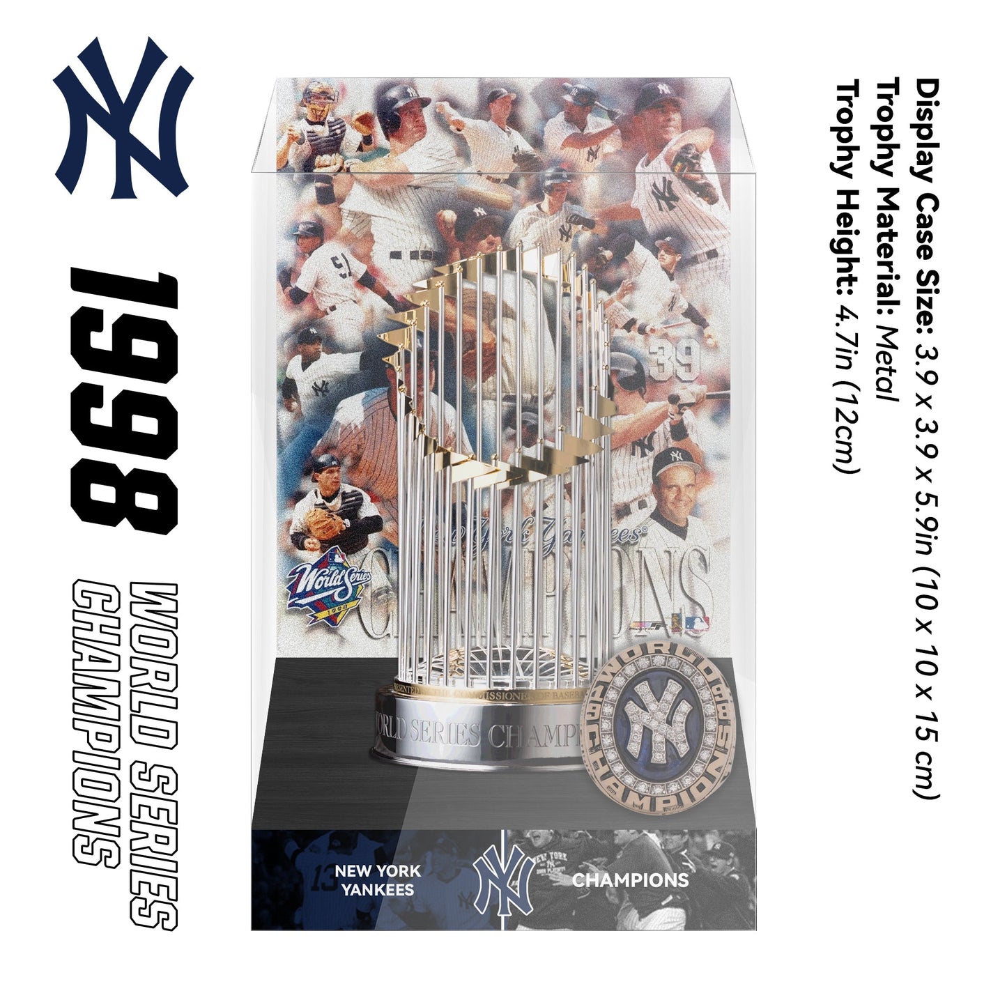 1998 New York Yankees MLB World Series Championship Trophy Display Case