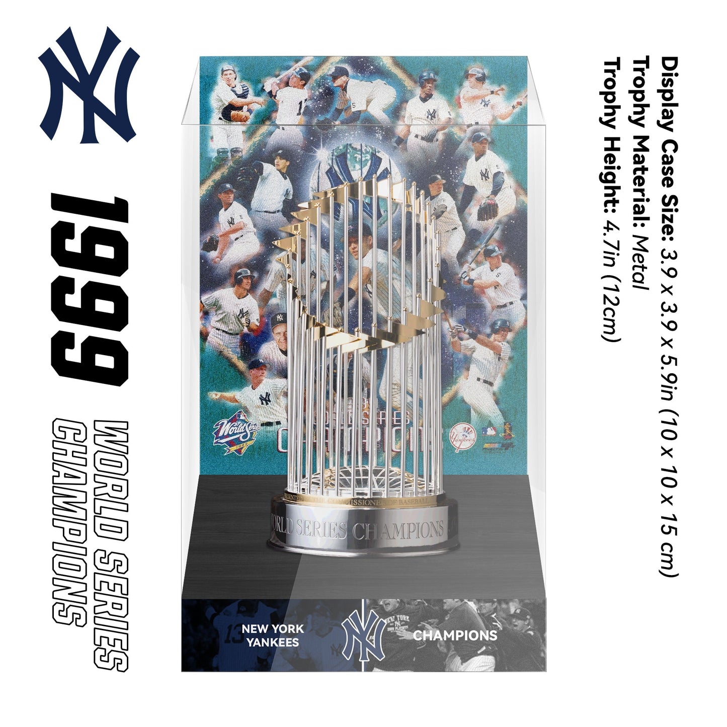 1999 New York Yankees MLB World Series Championship Trophy Display Case