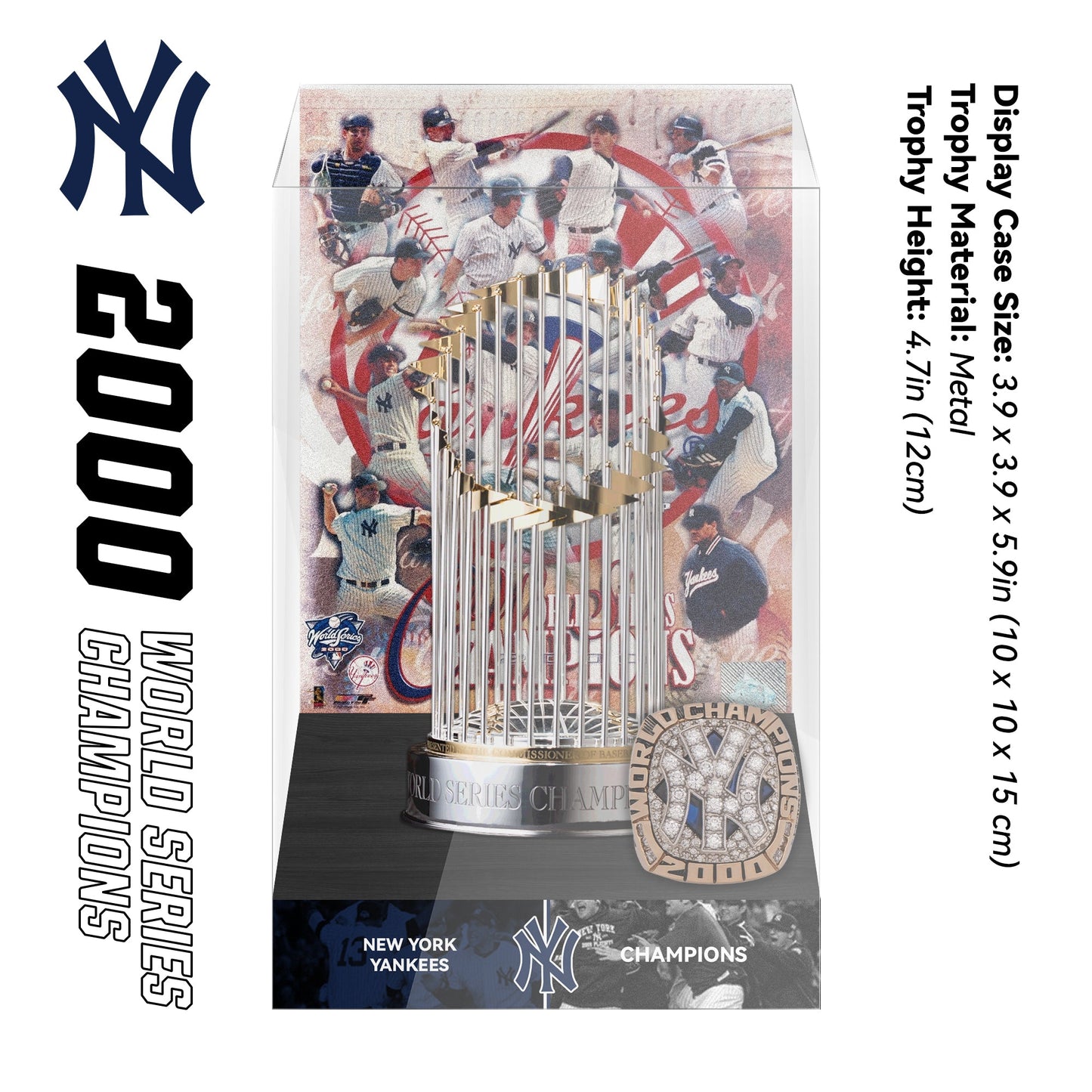 2000 New York Yankees MLB World Series Championship Trophy Display Case