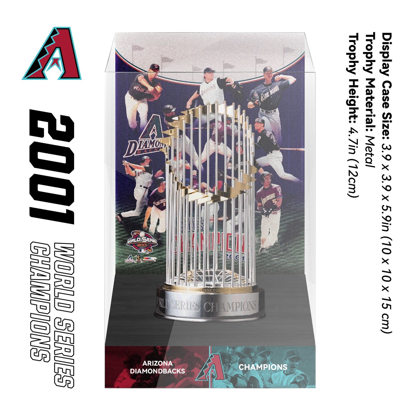 2001 Arizona Diamondbacks MLB World Series Championship Trophy Display Case