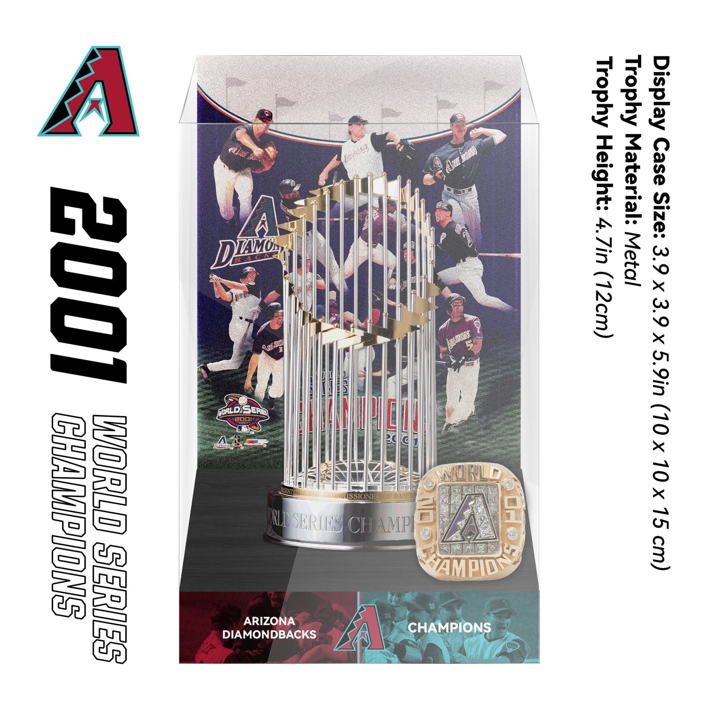 2001 Arizona Diamondbacks MLB World Series Championship Trophy Display Case