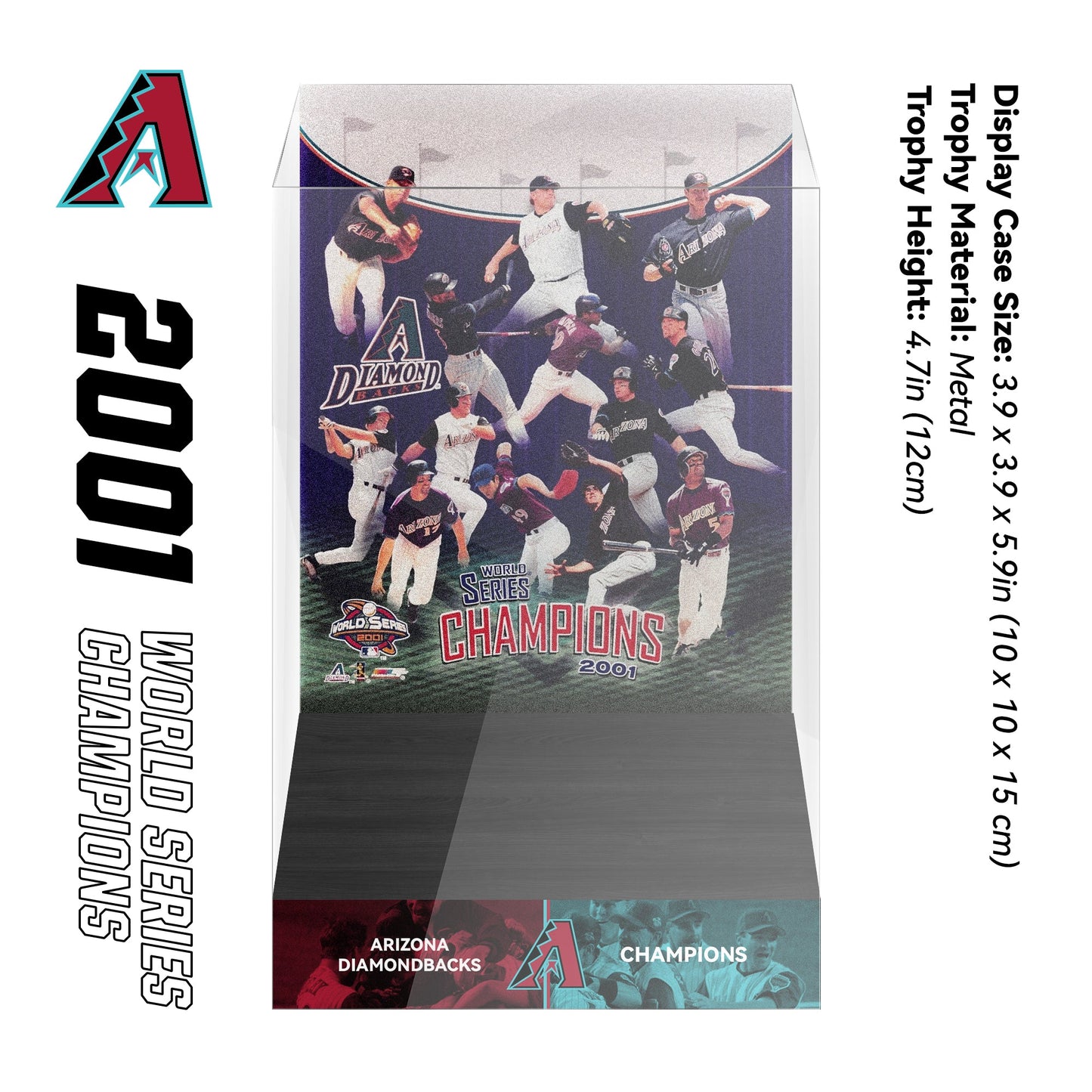 2001 Arizona Diamondbacks MLB World Series Championship Trophy Display Case
