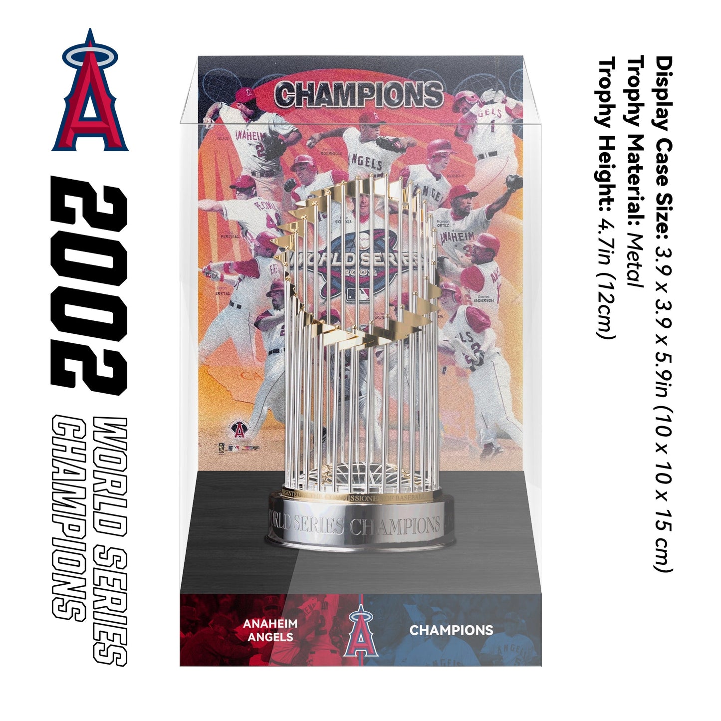 2002 Anaheim Angels MLB World Series Championship Trophy Display Case