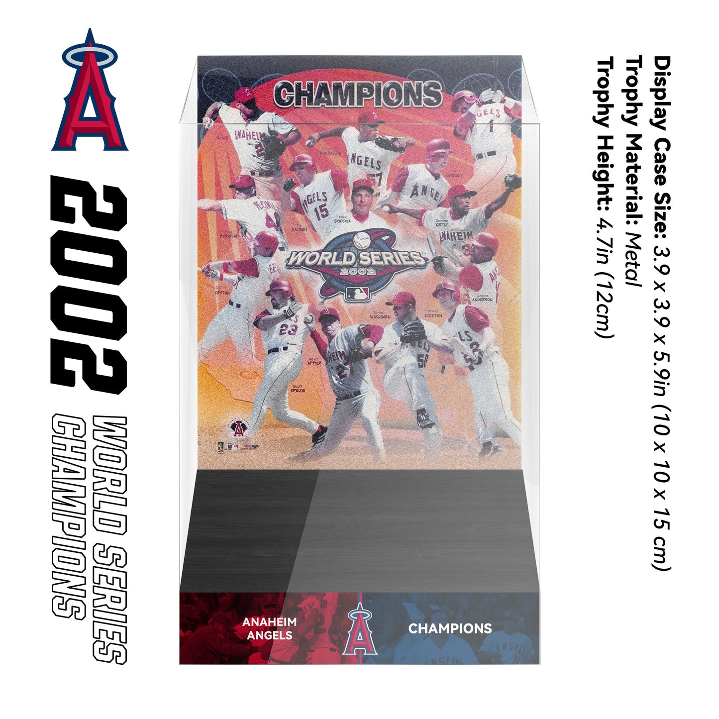 2002 Anaheim Angels MLB World Series Championship Trophy Display Case