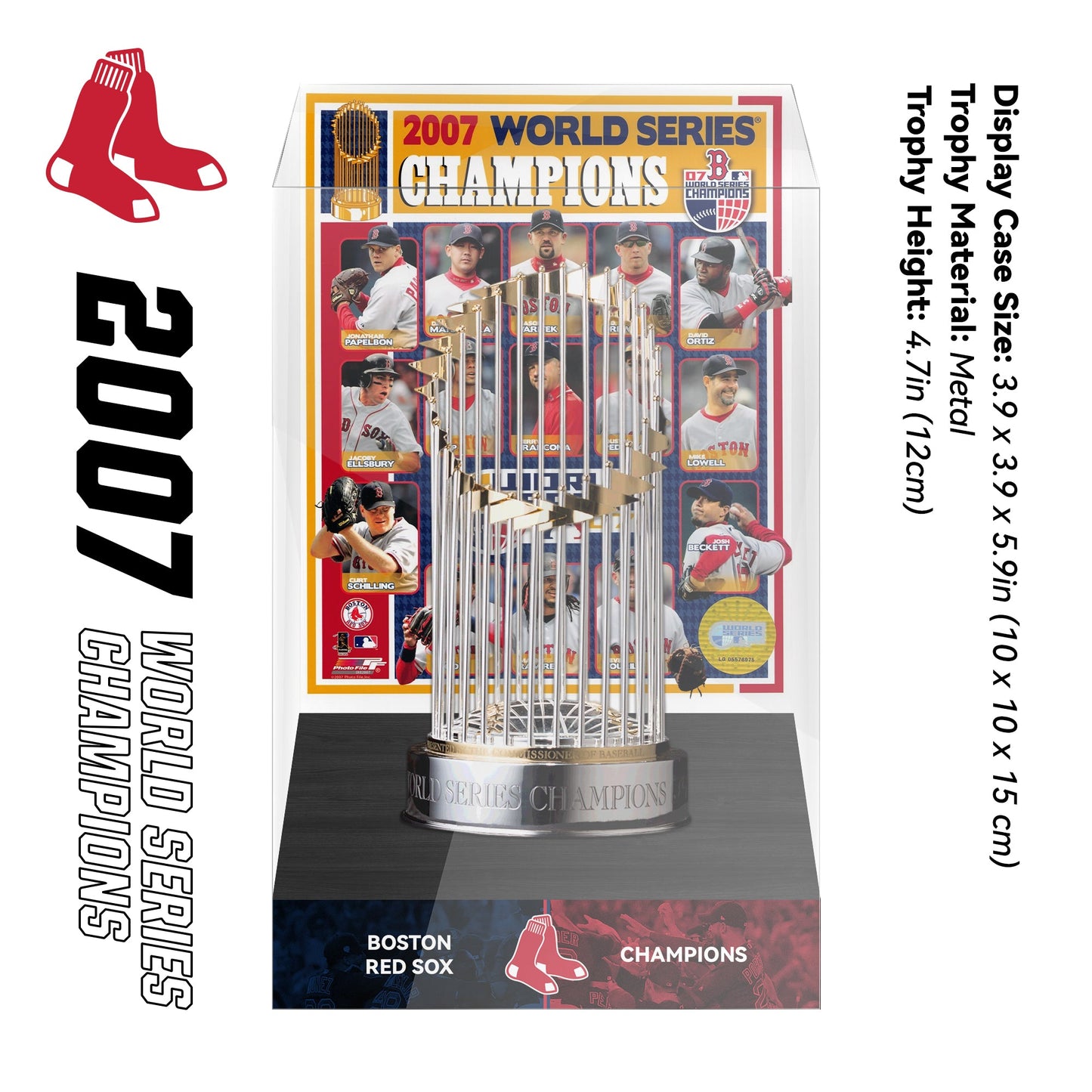 2007 Boston Red Sox MLB World Series Championship Trophy Display Case