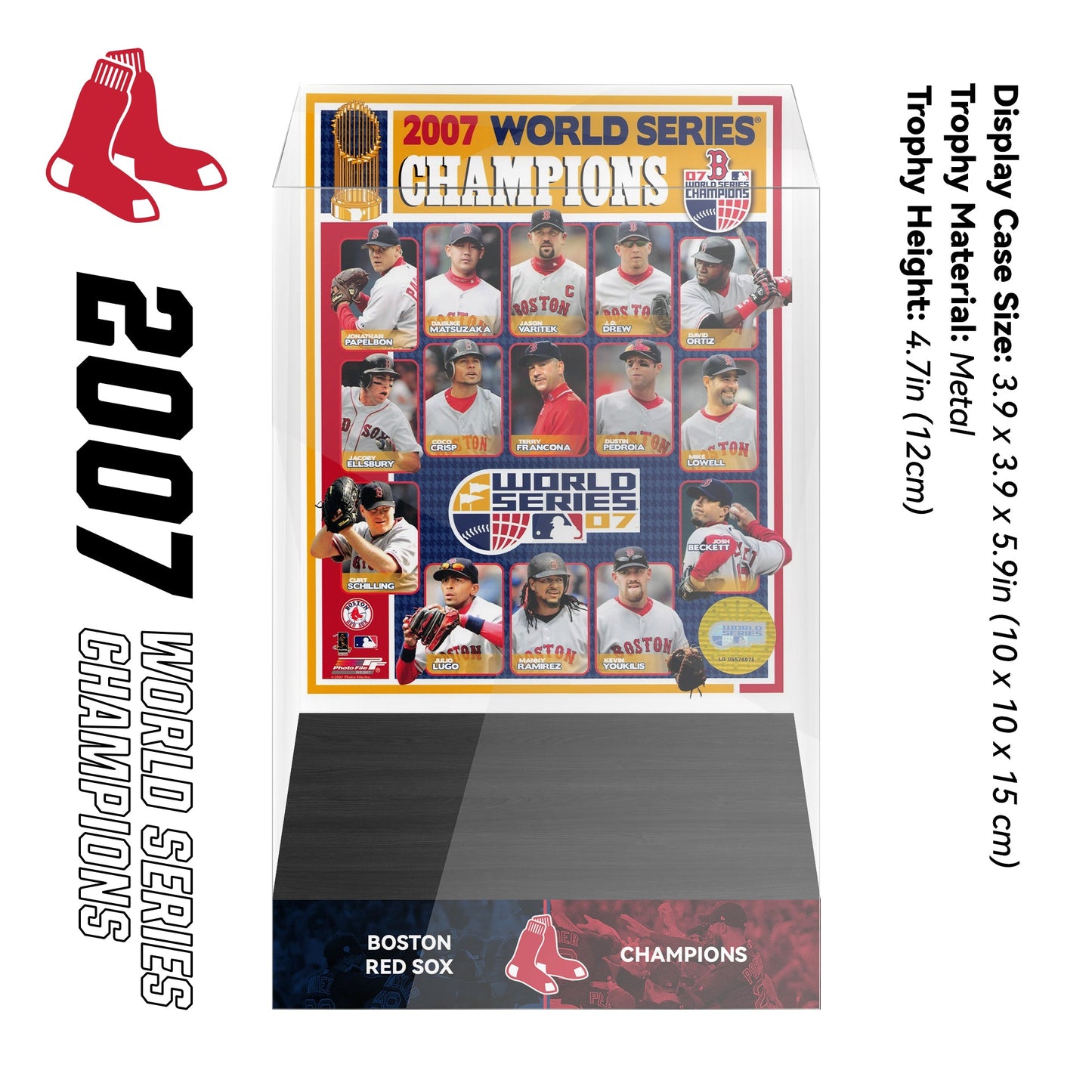 2007 Boston Red Sox MLB World Series Championship Trophy Display Case