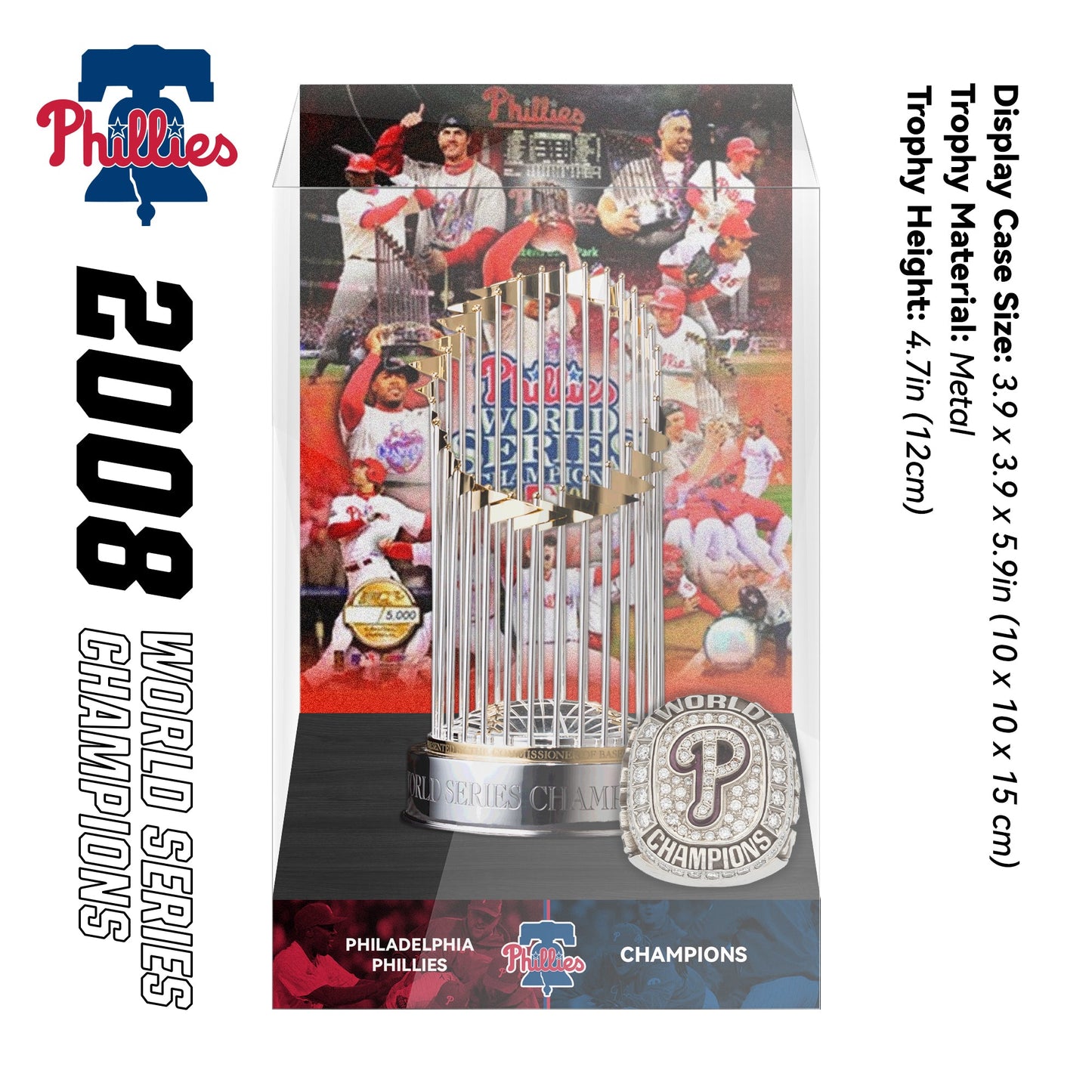 2008 Philadelphia Phillies MLB World Series Championship Trophy Display Case