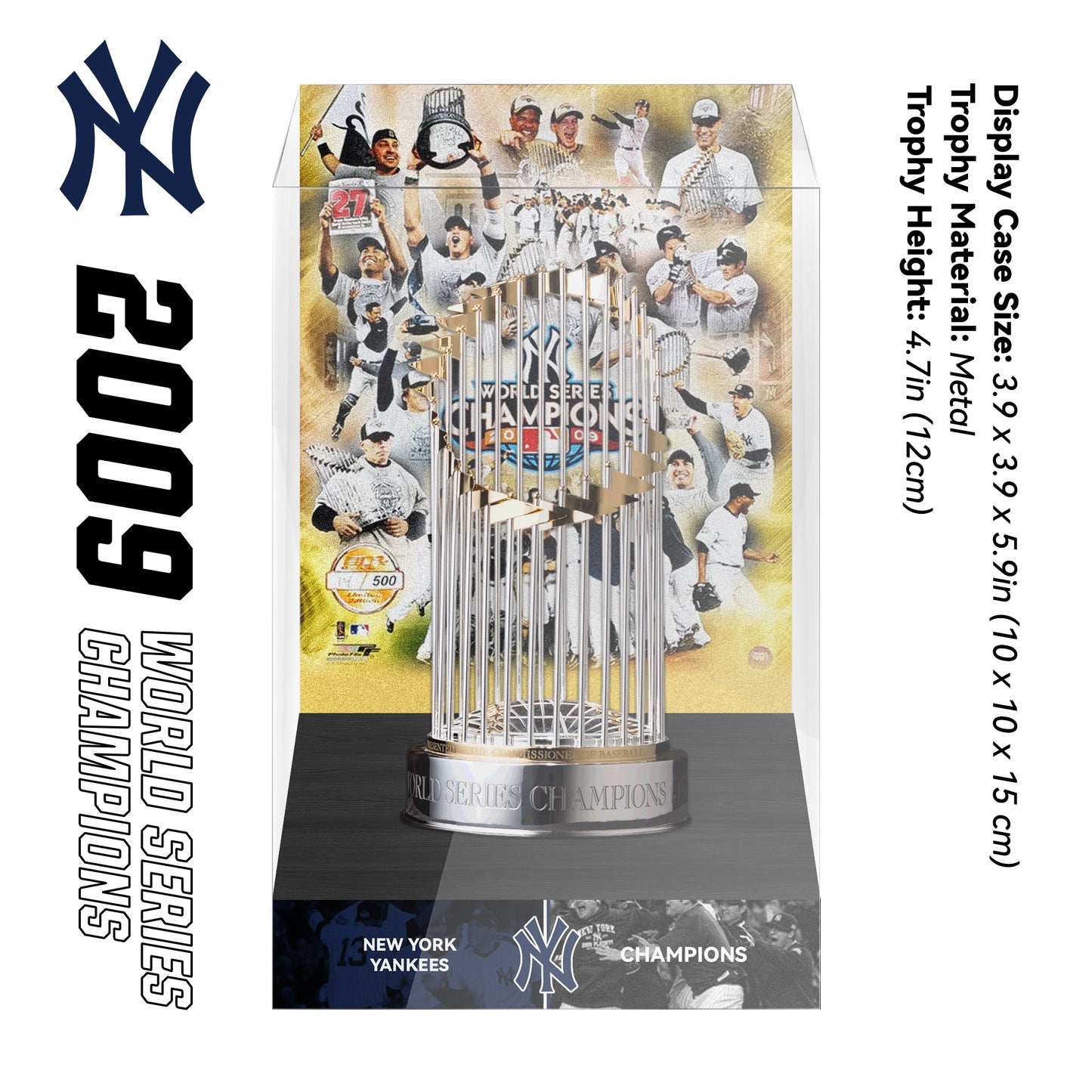 2009 New York Yankees MLB World Series Championship Trophy Display Case