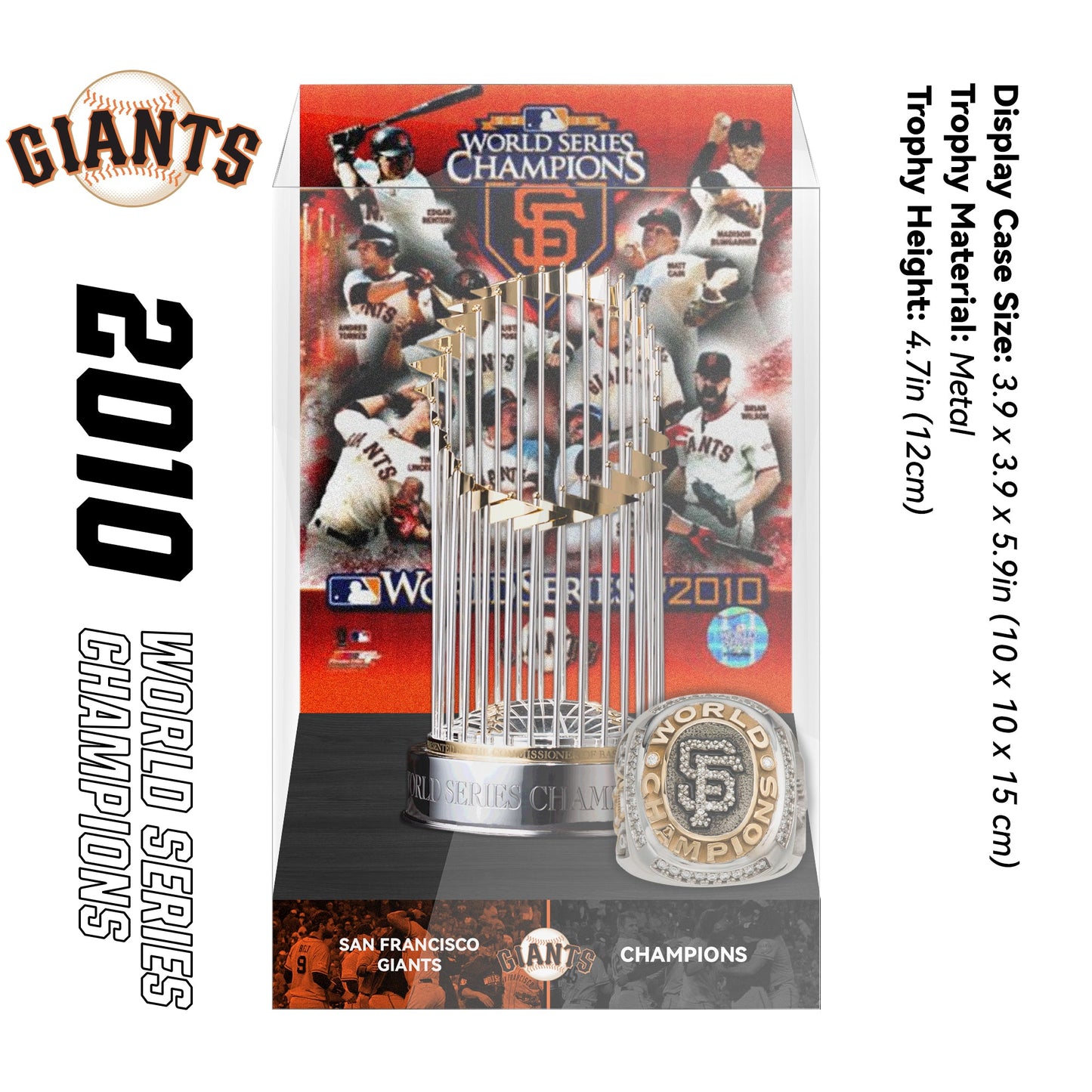 2010 San Francisco Giants MLB World Series Championship Trophy Display Case