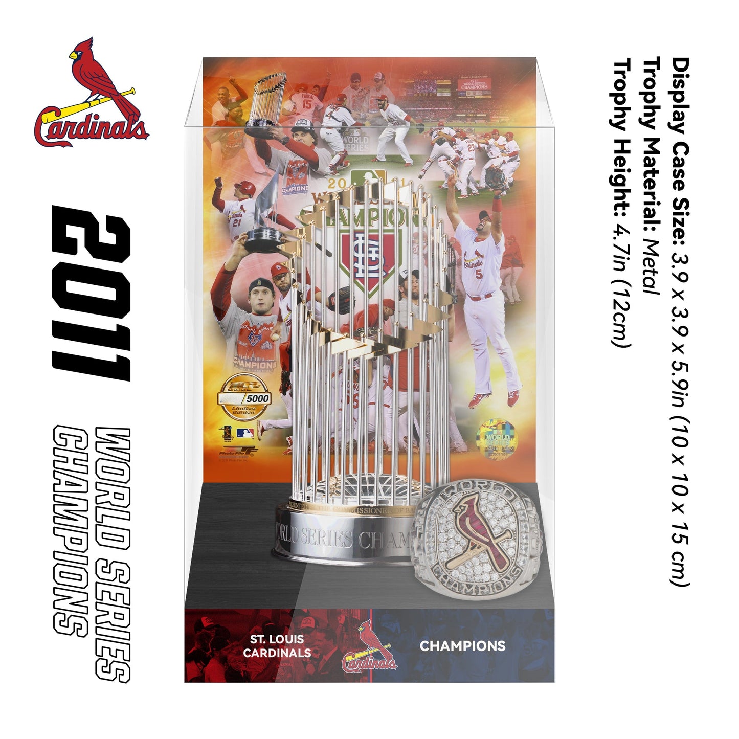2011 St. Louis Cardinals MLB World Series Championship Trophy Display Case