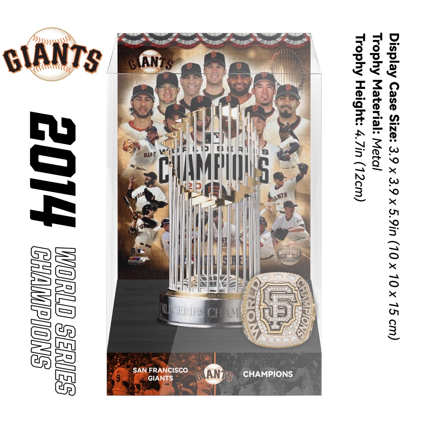 2014 San Francisco Giants MLB World Series Championship Trophy Display Case