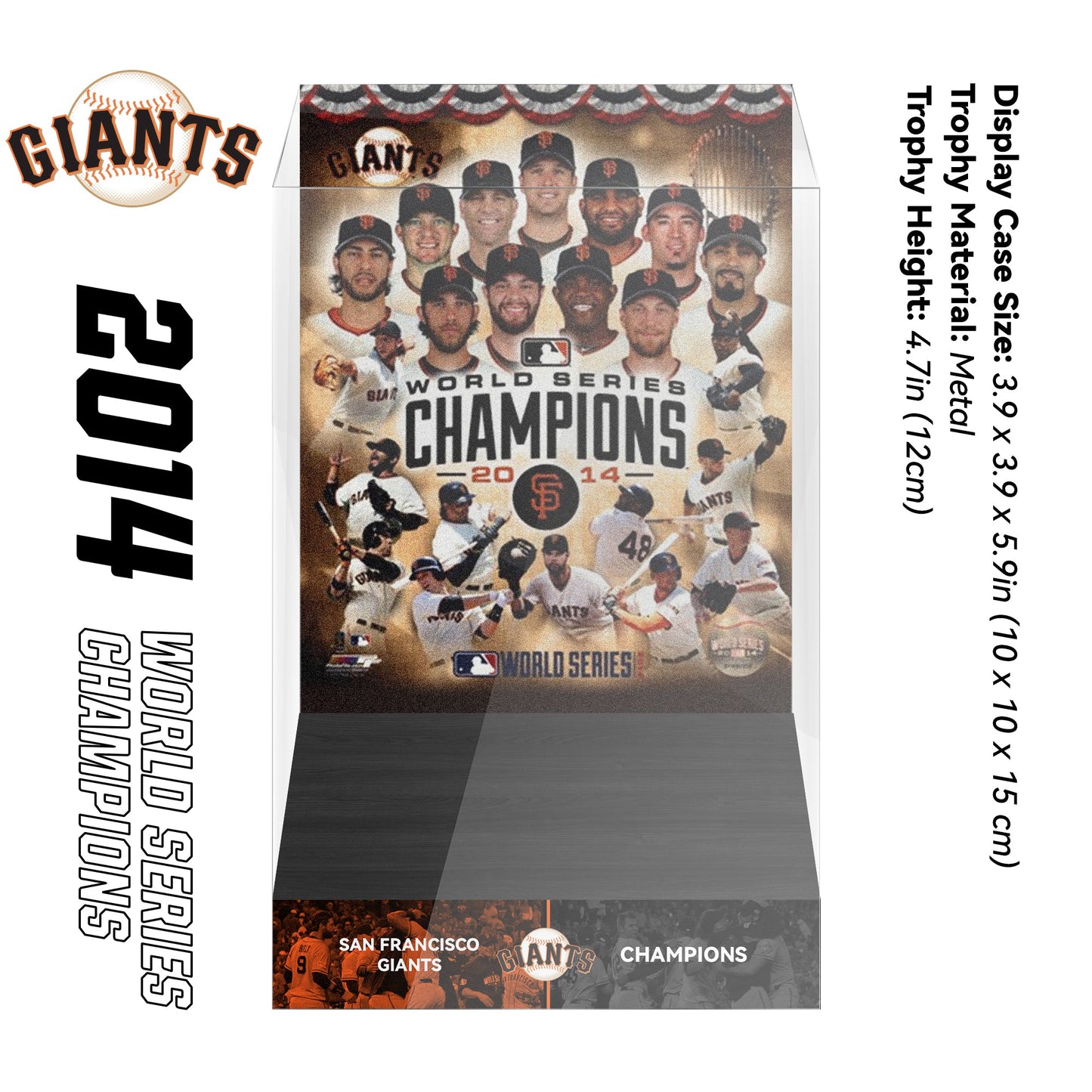 2014 San Francisco Giants MLB World Series Championship Trophy Display Case