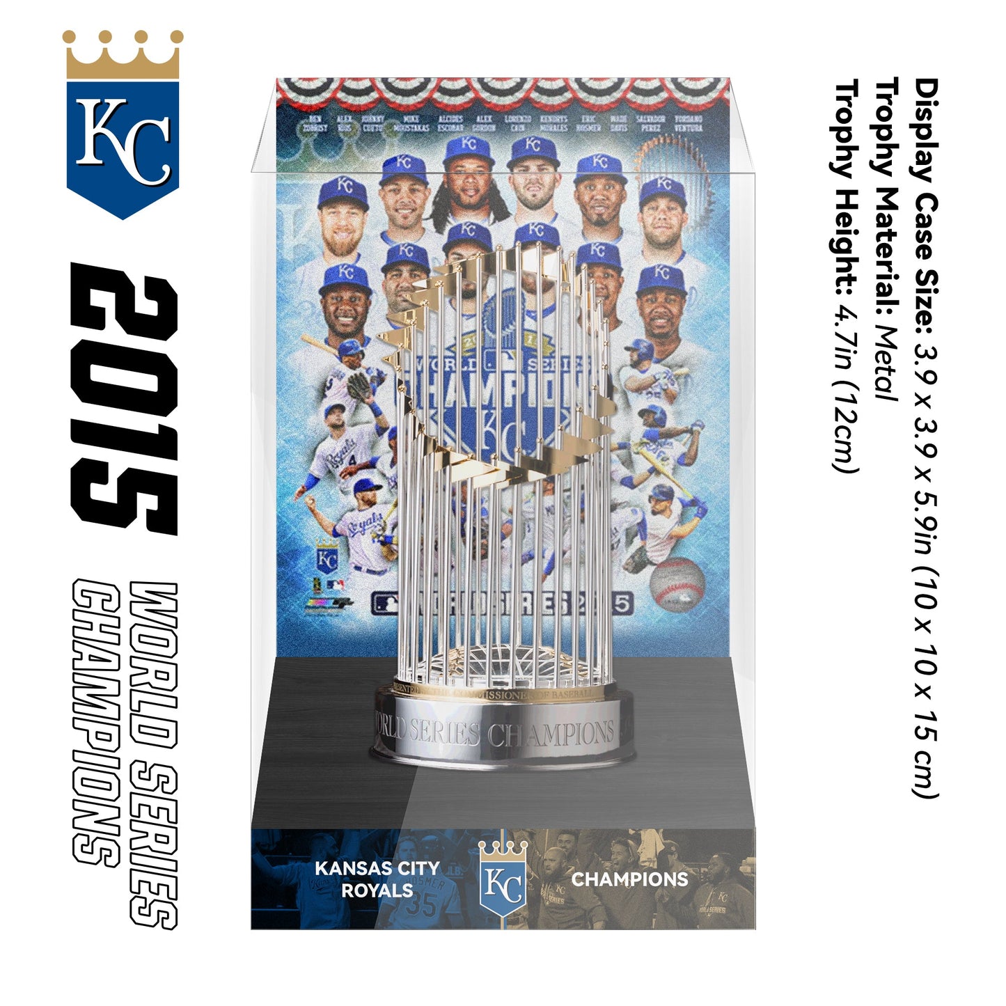 2015 Kansas City Royals MLB World Series Championship Trophy Display Case
