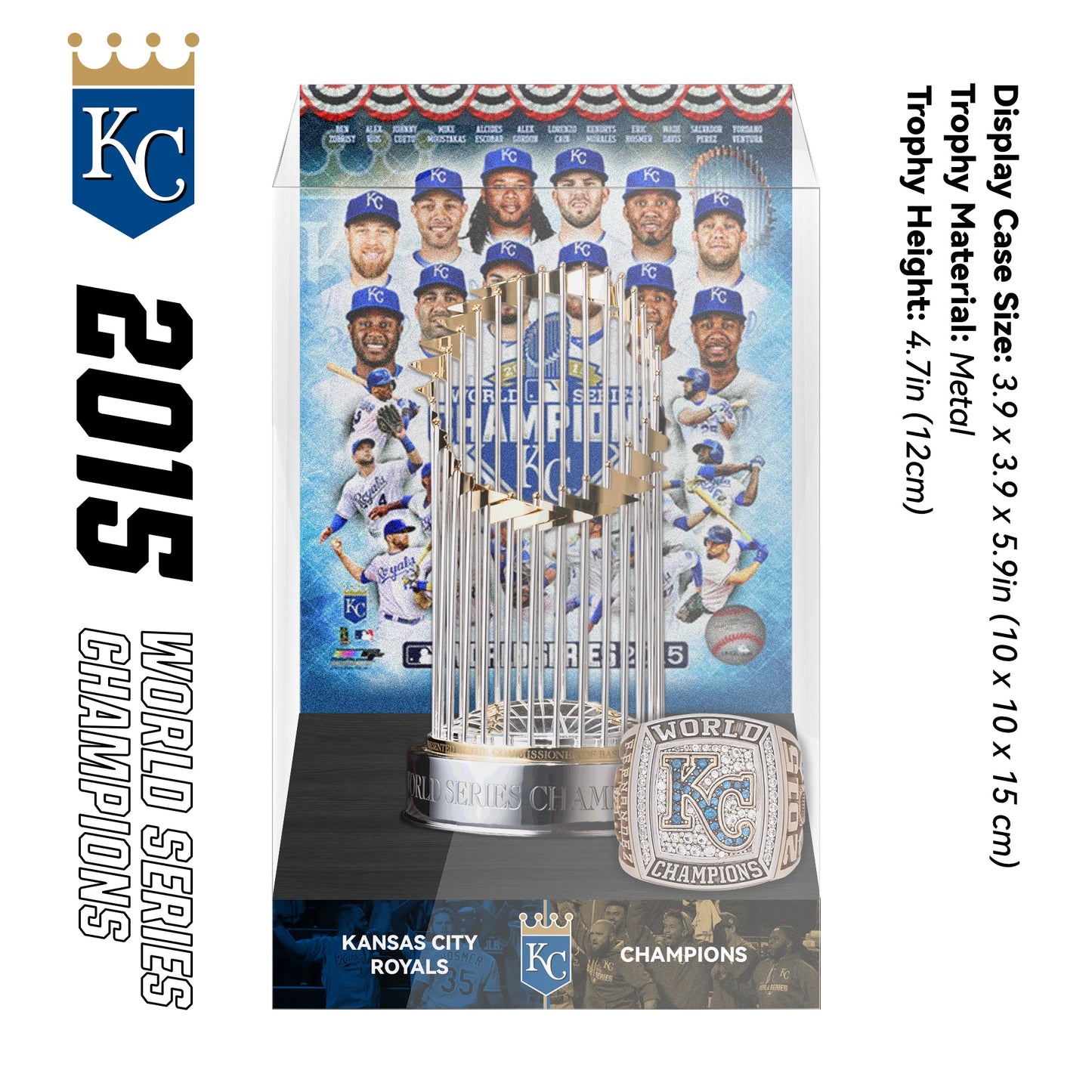 2015 Kansas City Royals MLB World Series Championship Trophy Display Case