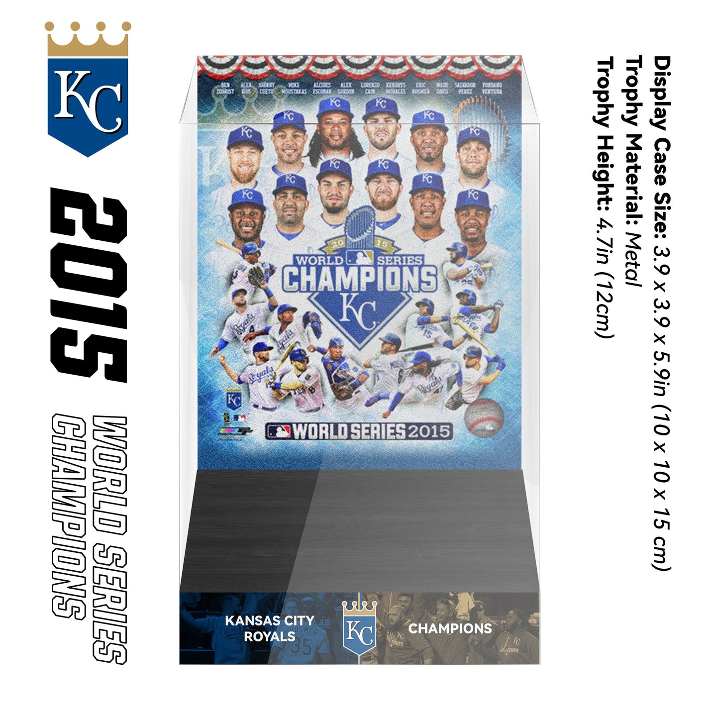 2015 Kansas City Royals MLB World Series Championship Trophy Display Case