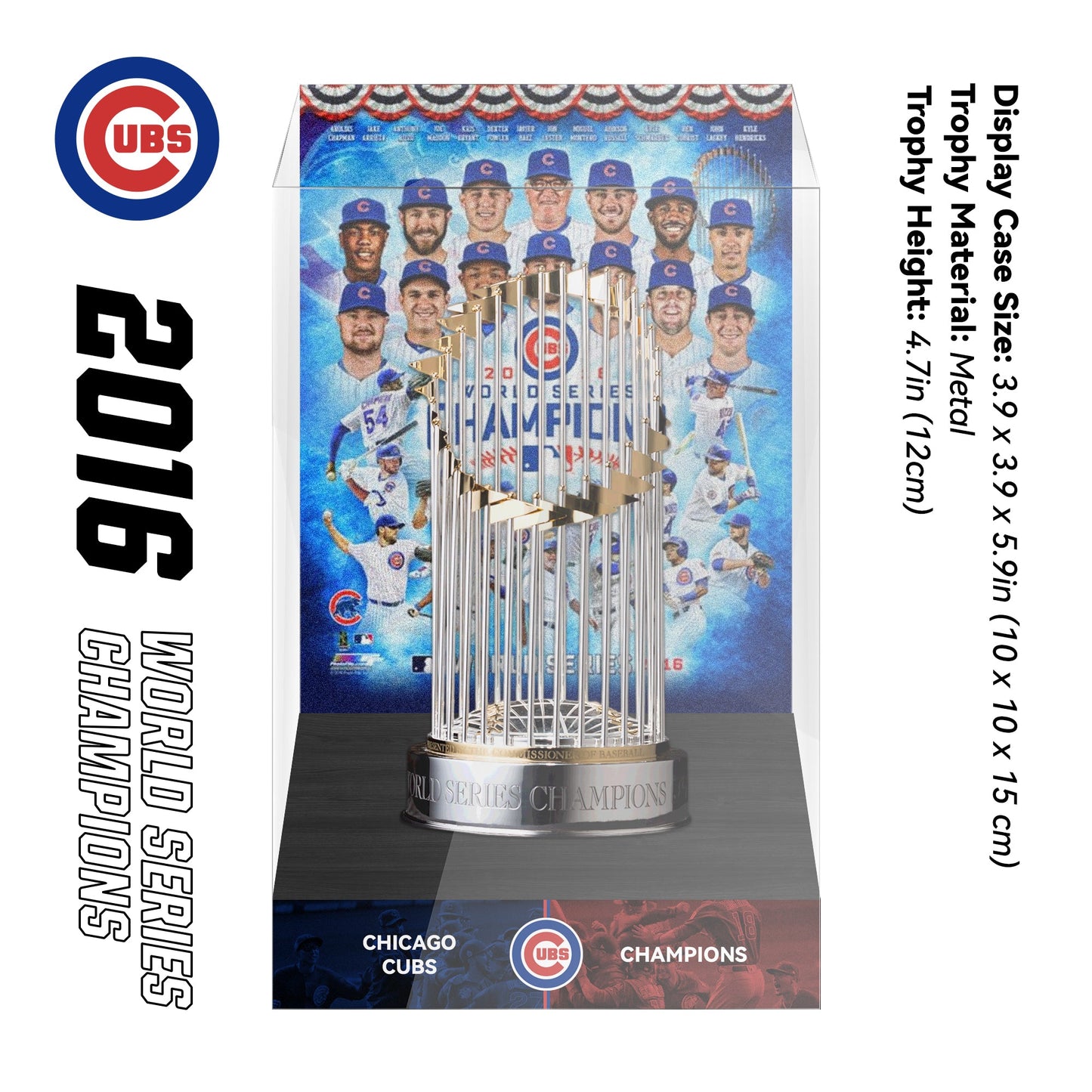 2016 Chicago Cubs MLB World Series Championship Trophy Display Case