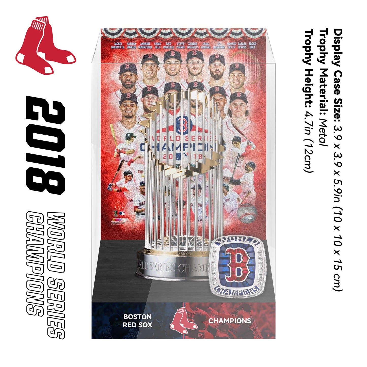 2018 Boston Red Sox MLB World Series Championship Trophy Display Case