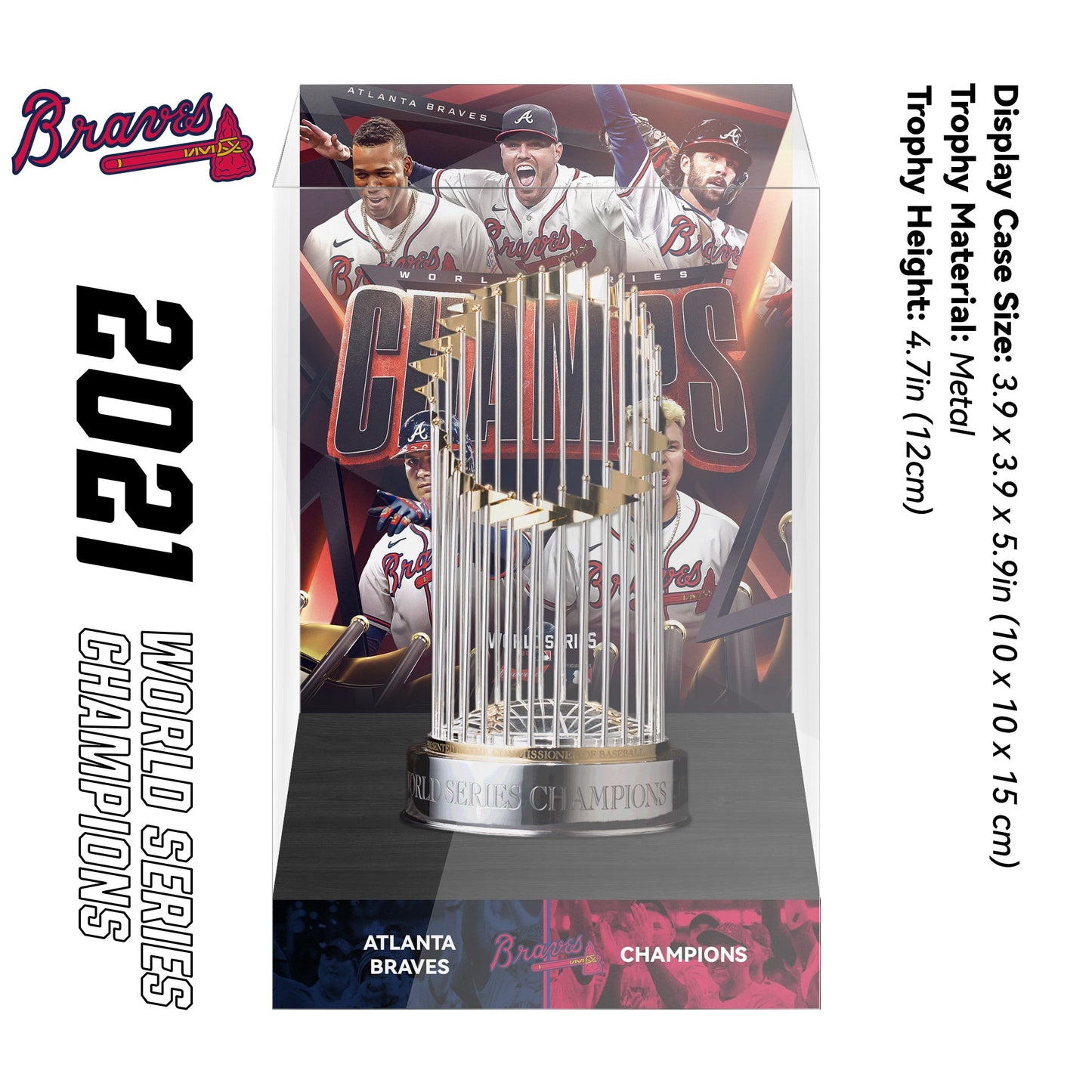 2021 Atlanta Braves MLB World Series Championship Trophy Display Case