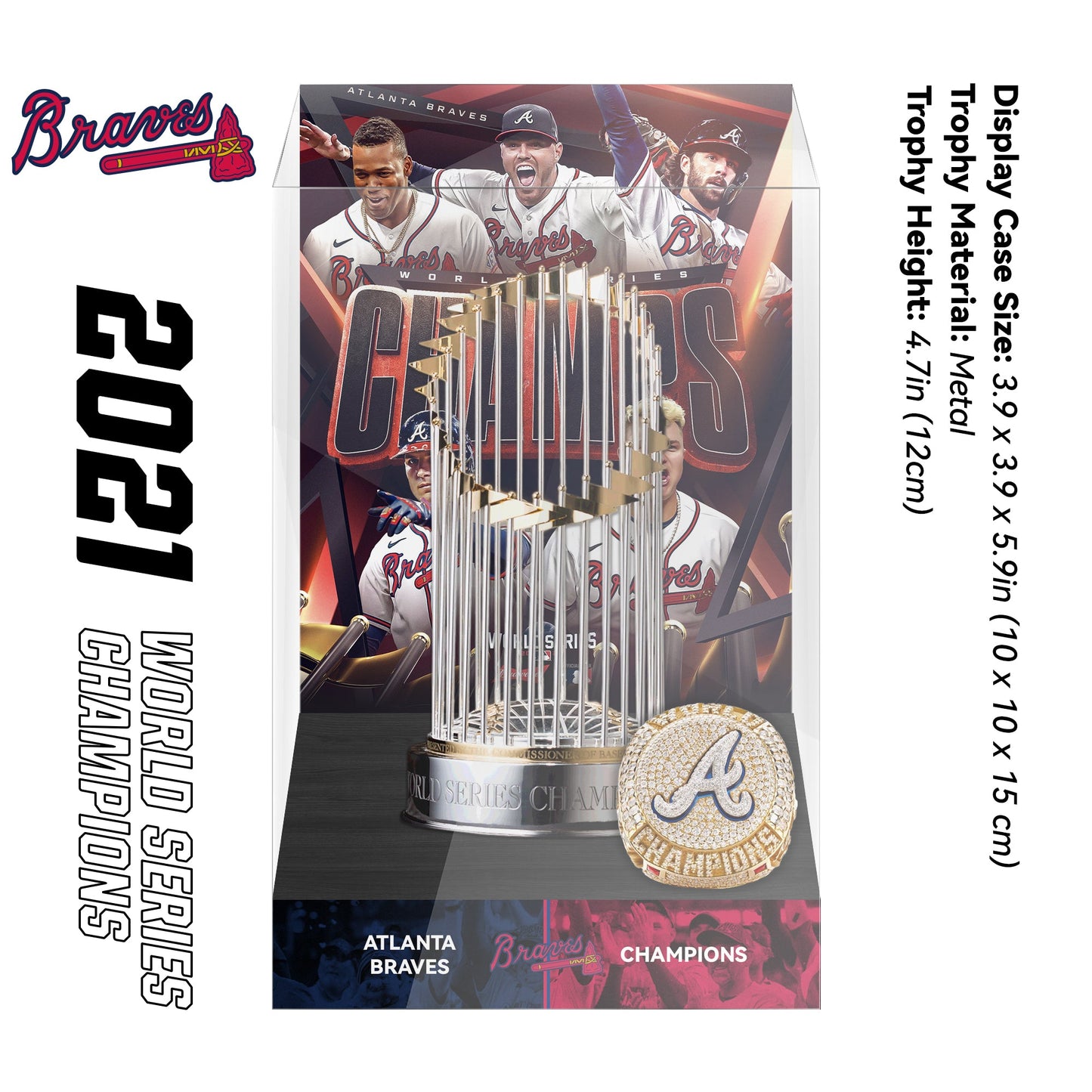 2021 Atlanta Braves MLB World Series Championship Trophy Display Case
