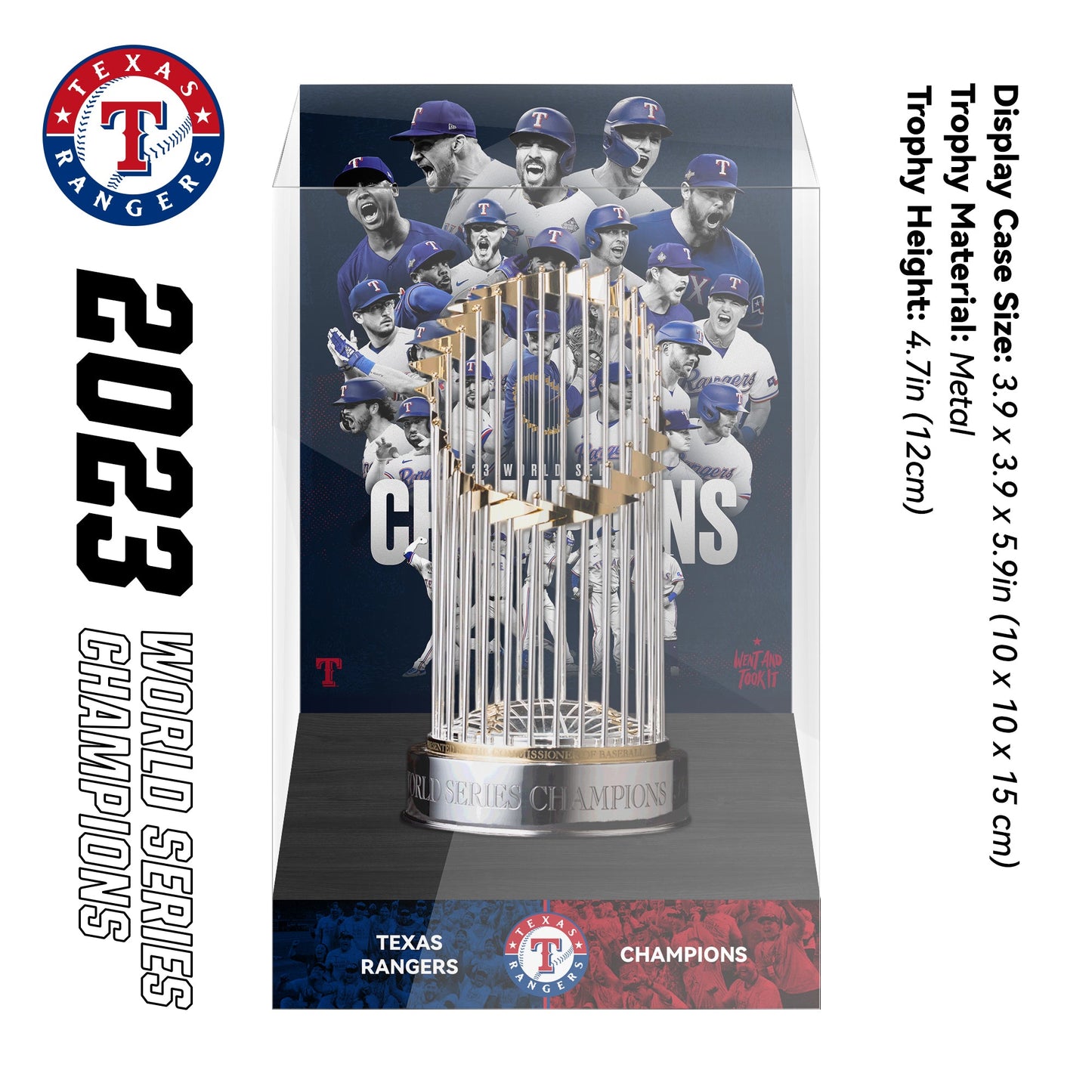 2023 Texas Rangers MLB World Series Championship Trophy Display Case