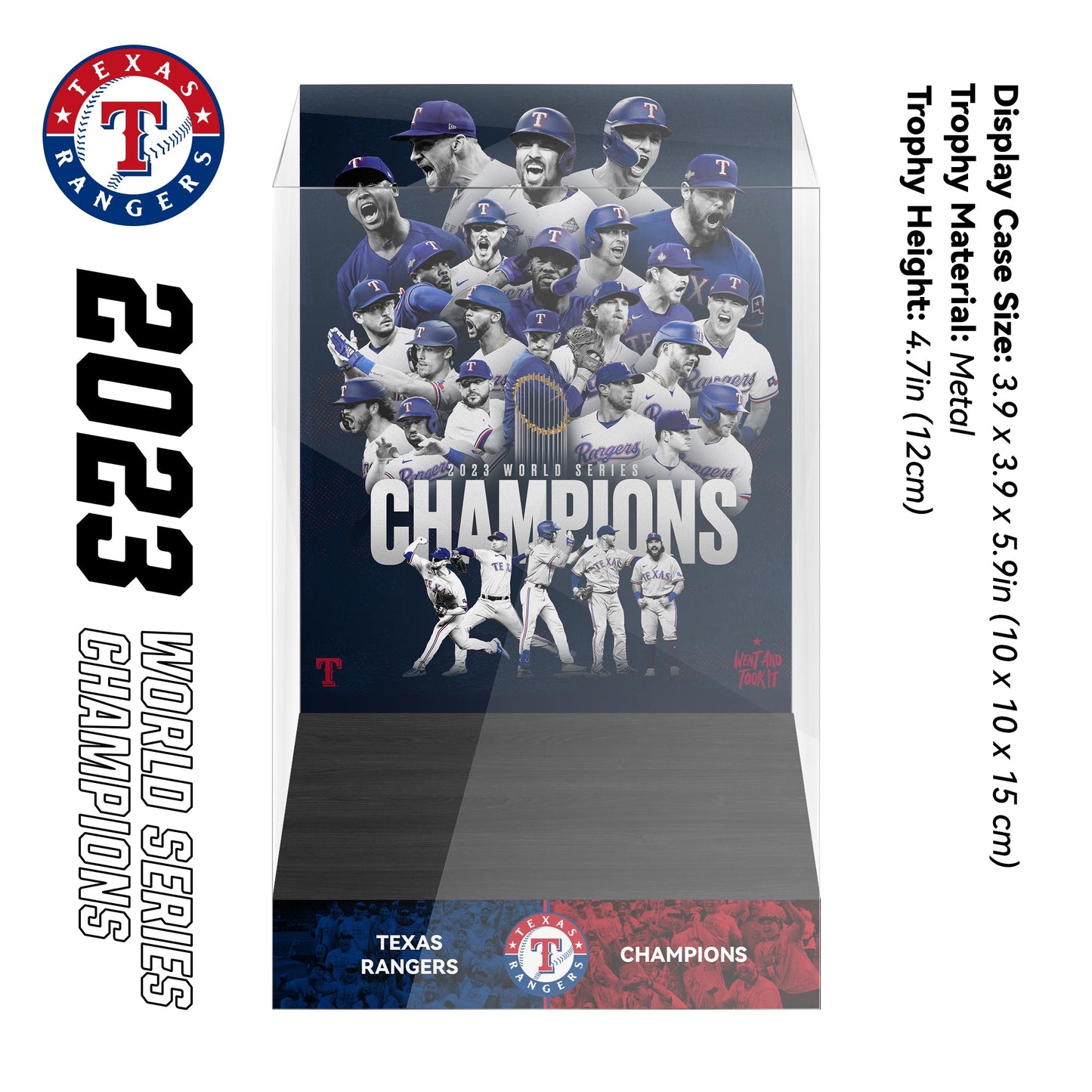 2023 Texas Rangers MLB World Series Championship Trophy Display Case