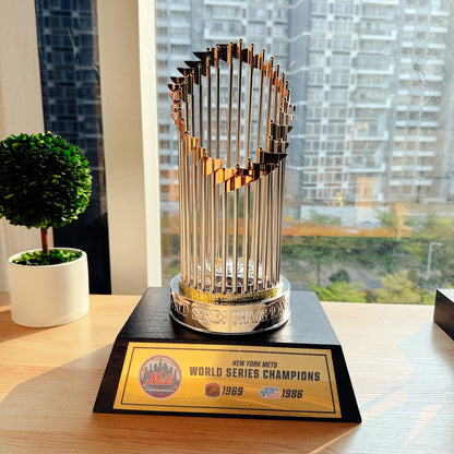 [MLB] New York Mets World Series Commissioner's Trophy 11.8"(30cm) With Wooden Base