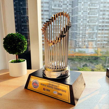 [MLB] New York Mets World Series Commissioner's Trophy 11.8"(30cm) With Wooden Base