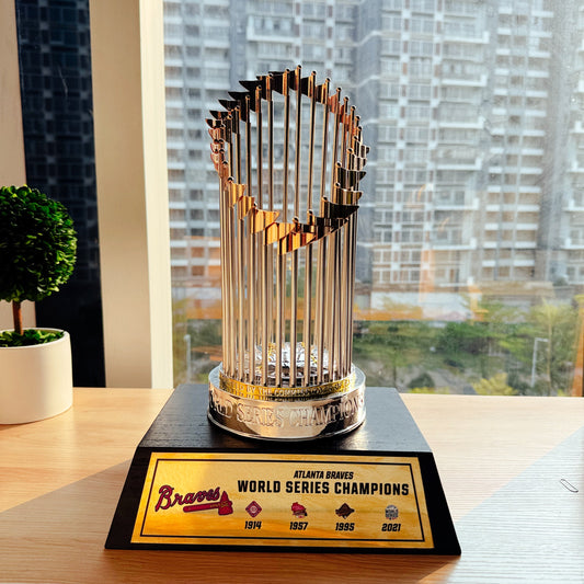 [MLB] Atlanta Braves World Series Commissioner's Trophy 11.8"(30cm) With Wooden Base