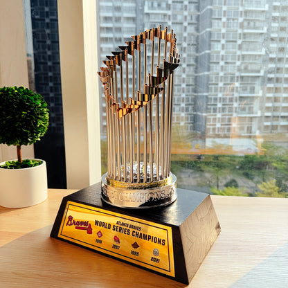 [MLB] Atlanta Braves World Series Commissioner's Trophy 11.8"(30cm) With Wooden Base